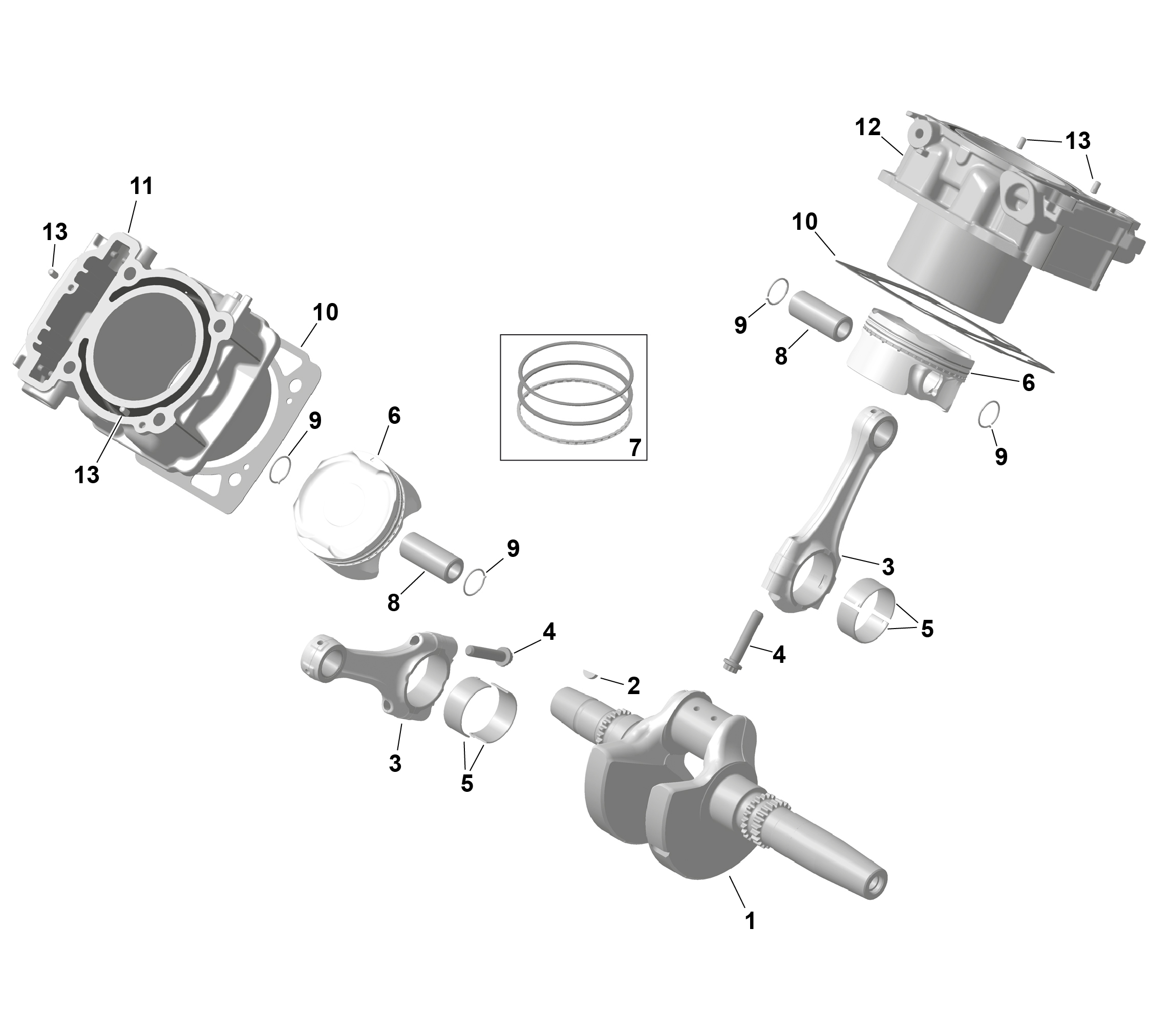 01  ROTAX VILEBREQUIN ET PISTONS POUR MAVERICK TRAIL 1000 DPS SAS NOIR ETERNEL METALLIQUE 2025