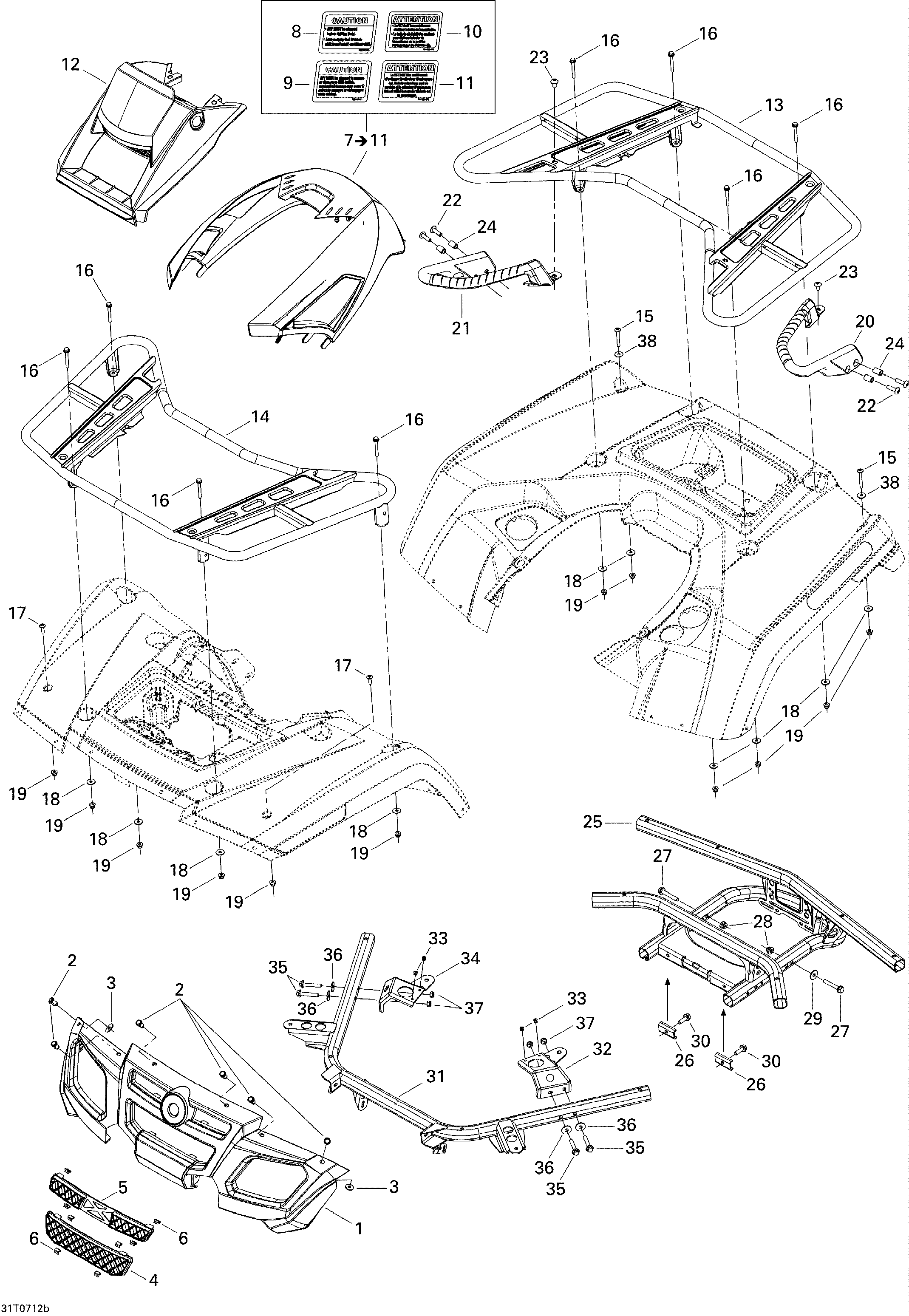 09  CARROSSERIE ET ACCESSOIRES 2 POUR OUTLANDER MAX LTD 800 GRIS ACIER 2007