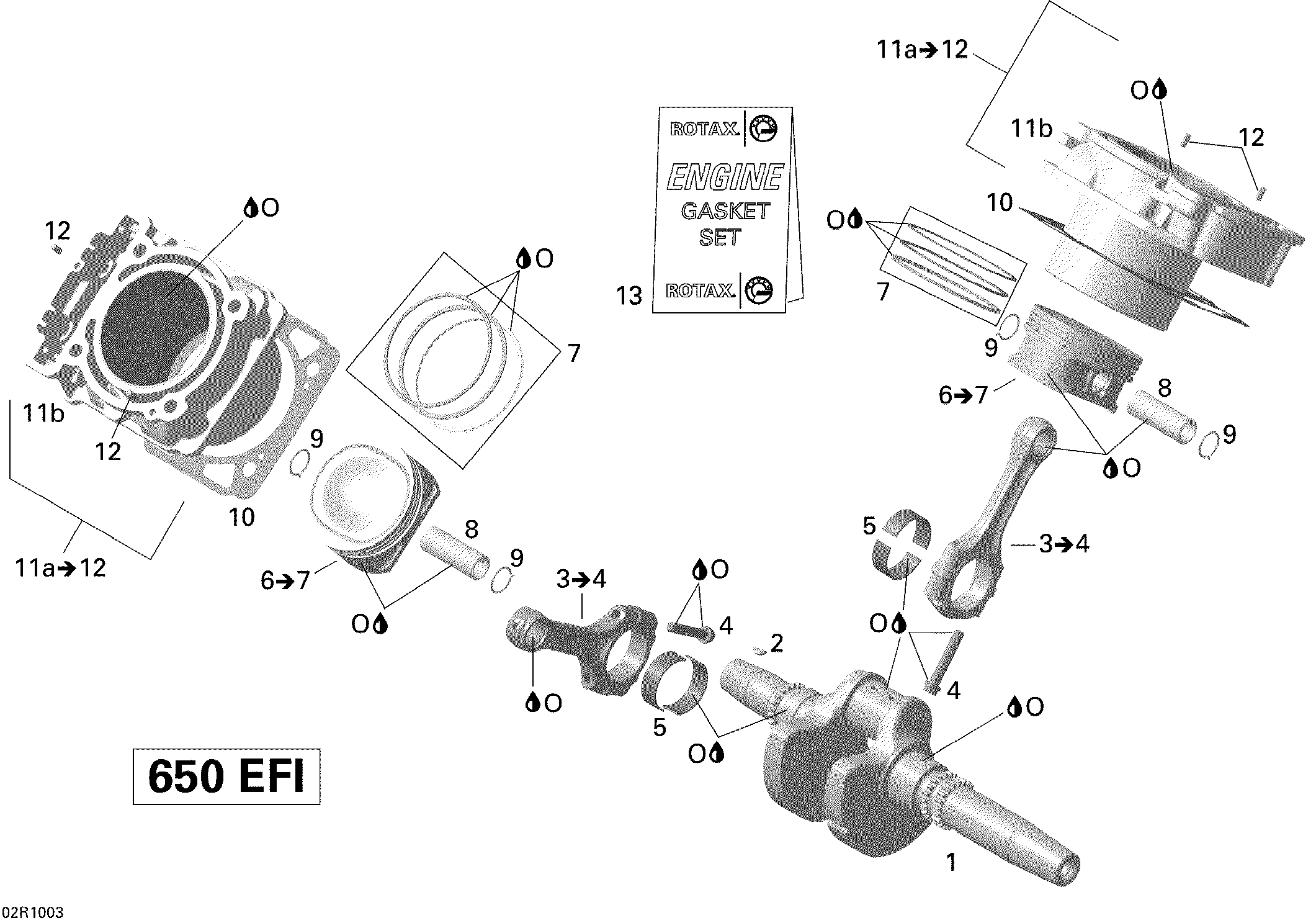 01  VILEBREQUIN PISTON ET CYLINDRE POUR OUTLANDER MAX STD 650 EFI ROUGE VIPERE 2010