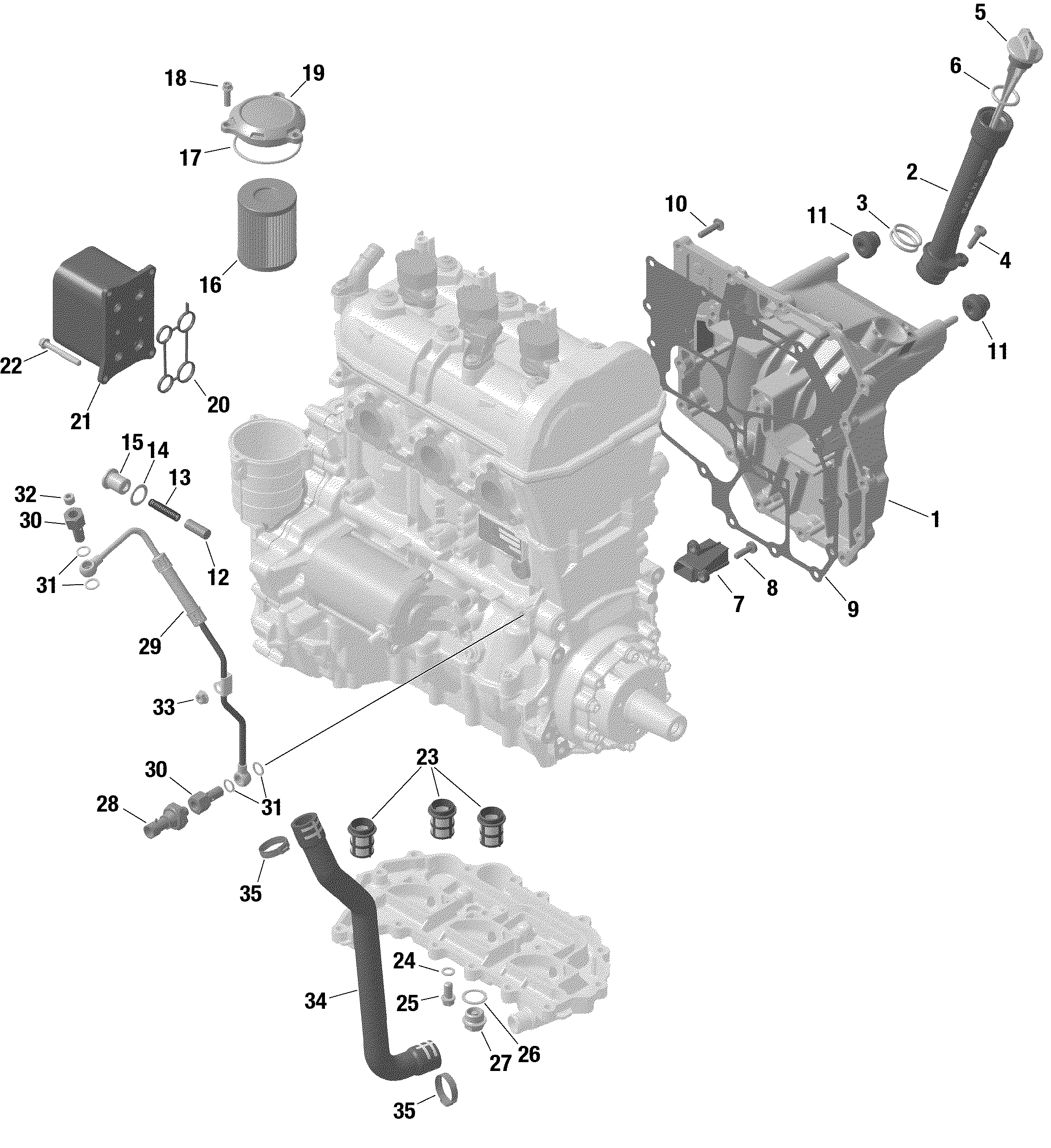 01  ROTAX LUBRIFICATION DU MOTEUR POUR MAVERICK X3 MAX TURBO RR XRS BLEU EBLOUISSANT EPANO 2022