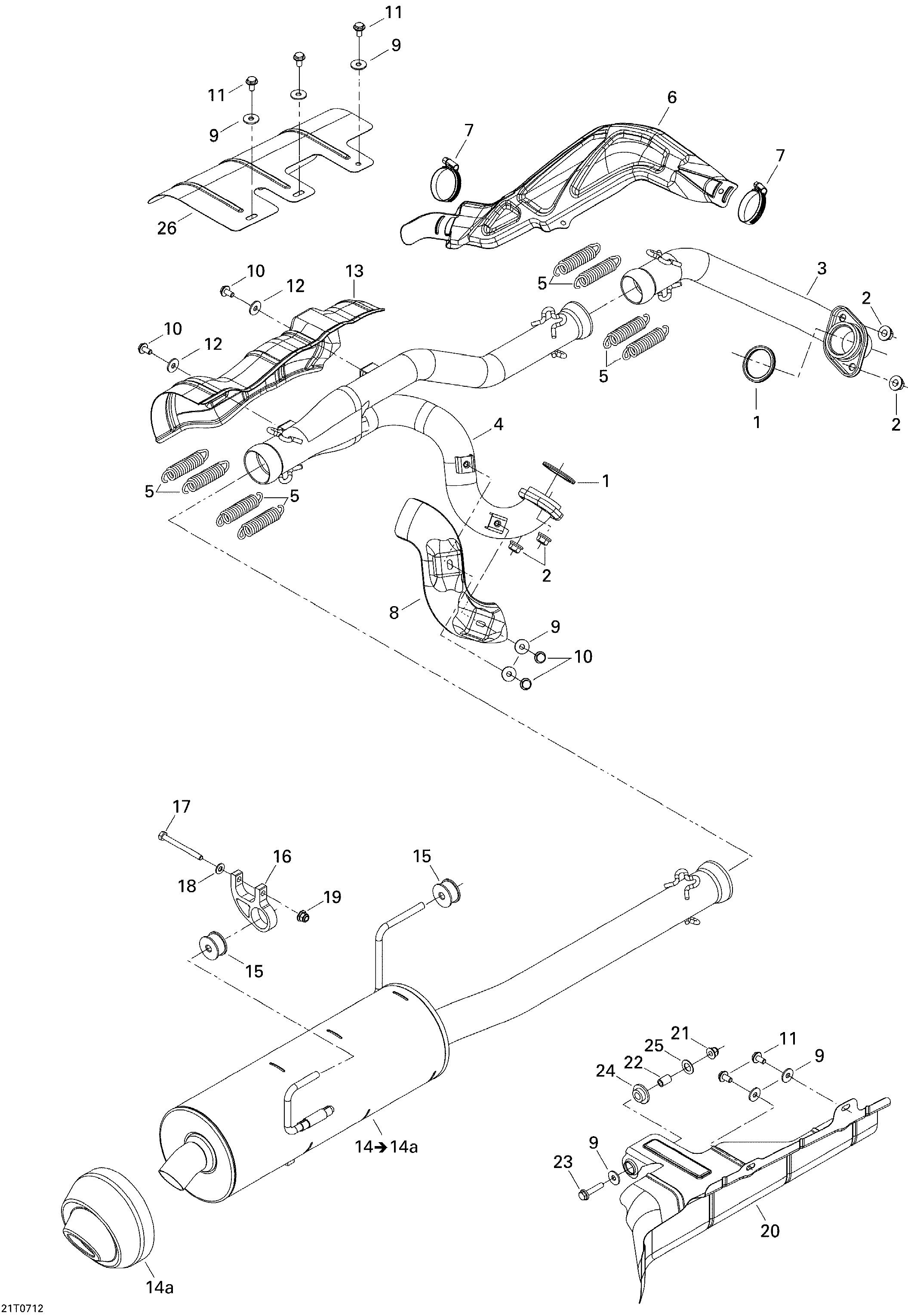 01  SYSTEME ECHAPPEMENT POUR OUTLANDER MAX LTD 800 GRIS ACIER 2007