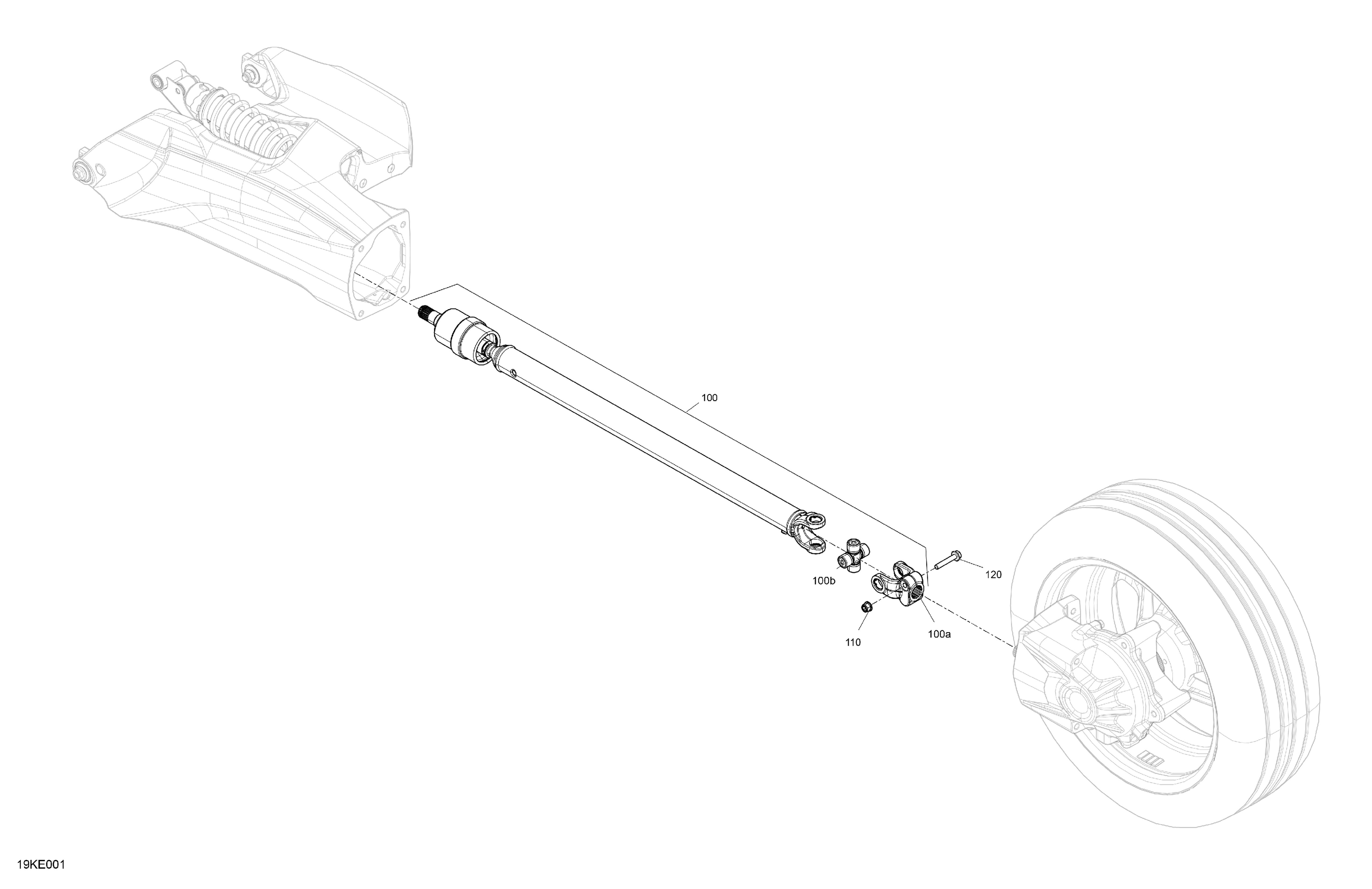 04  ENTRAINEMENT ARRIERE PIECES COMMUNES POUR RYKER 600 ACE CVT DEEP BLACK 2025