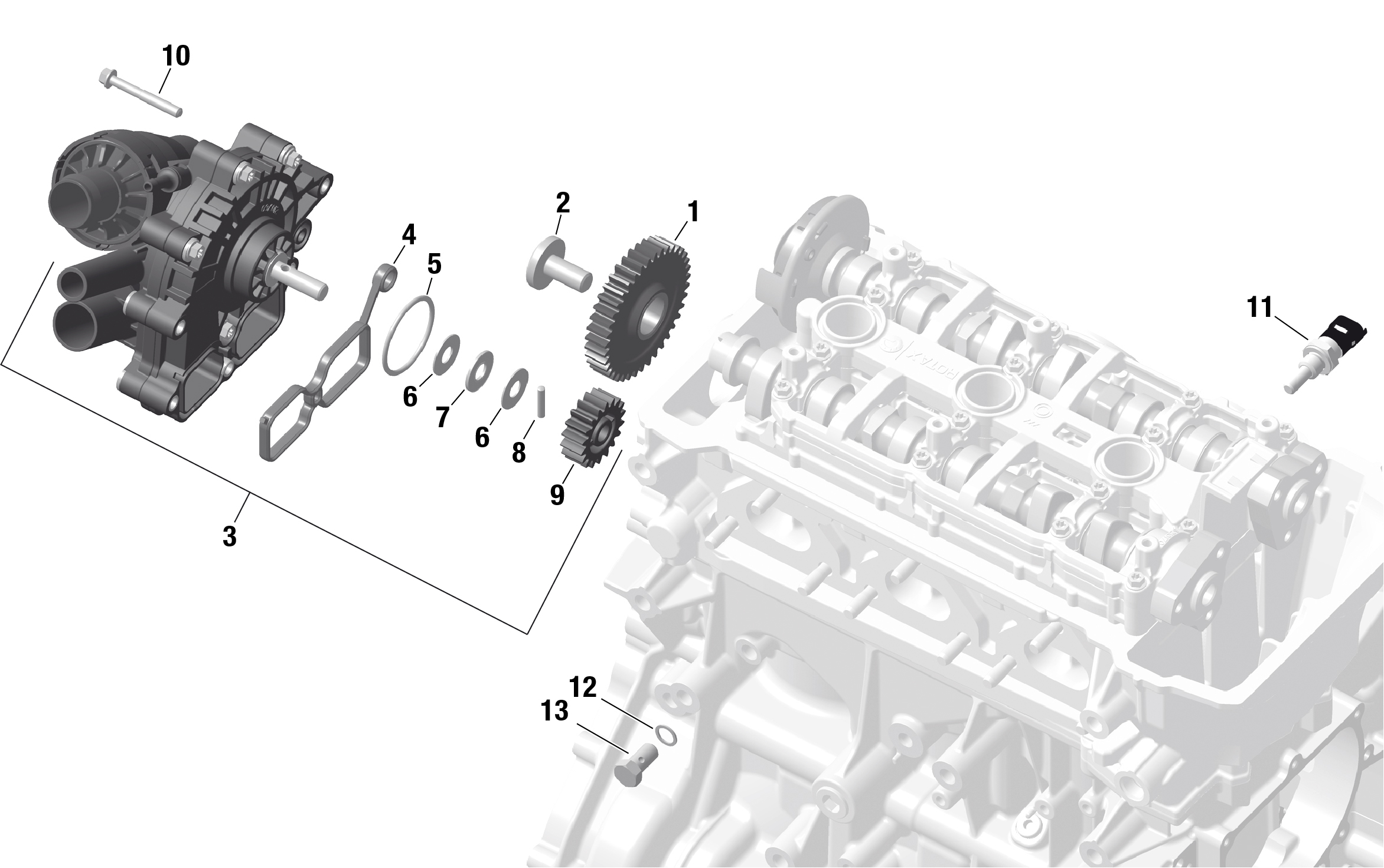 01  ROTAX REFROIDISSEMENT MOTEUR POUR SPYDER F3 LIMITED DARK EDITION SE6 MONOLITH BLACK 2023