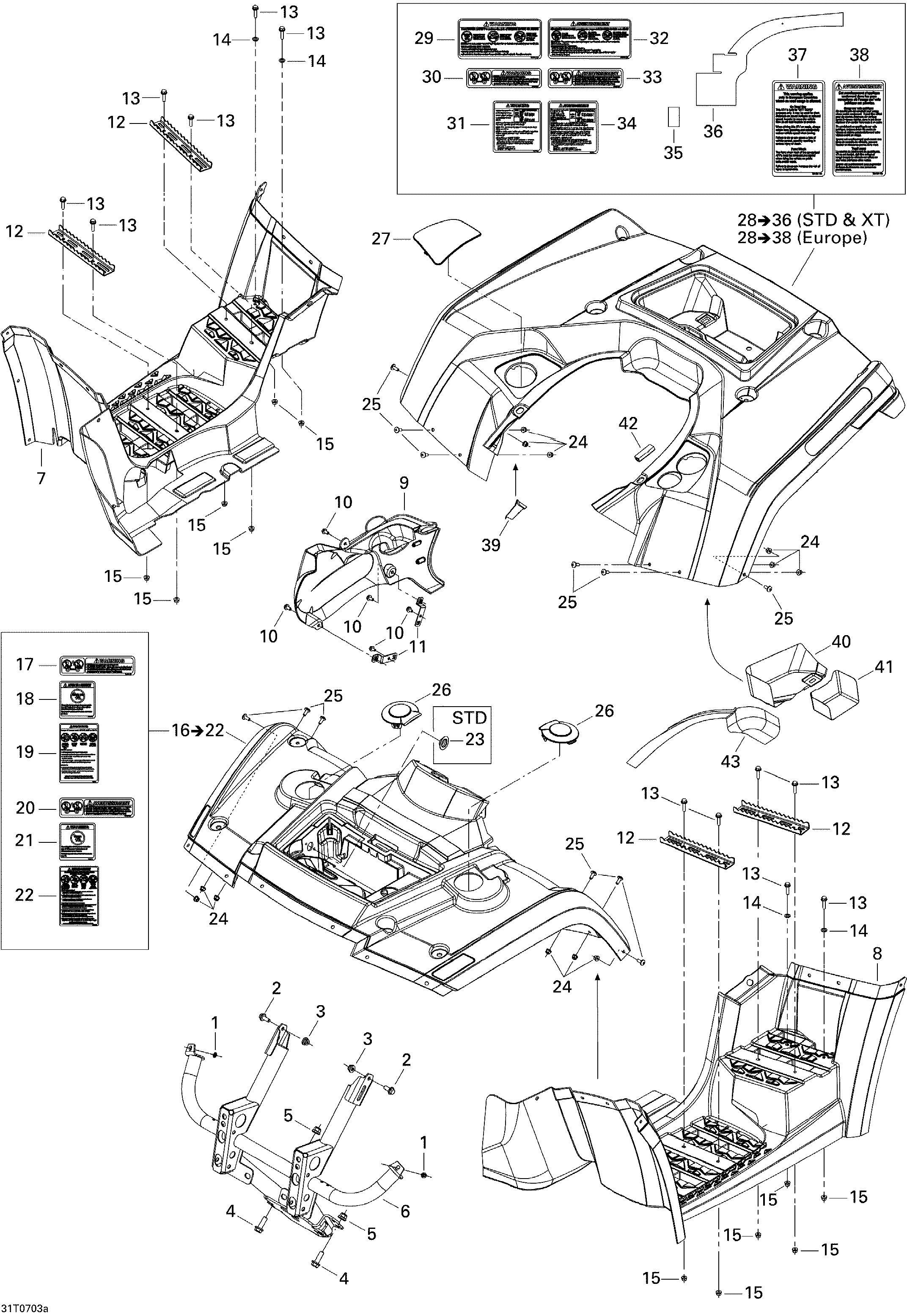 09  CARROSSERIE ET ACCESSOIRES 1 STD POUR OUTLANDER MAX 400 JAUNE 2007