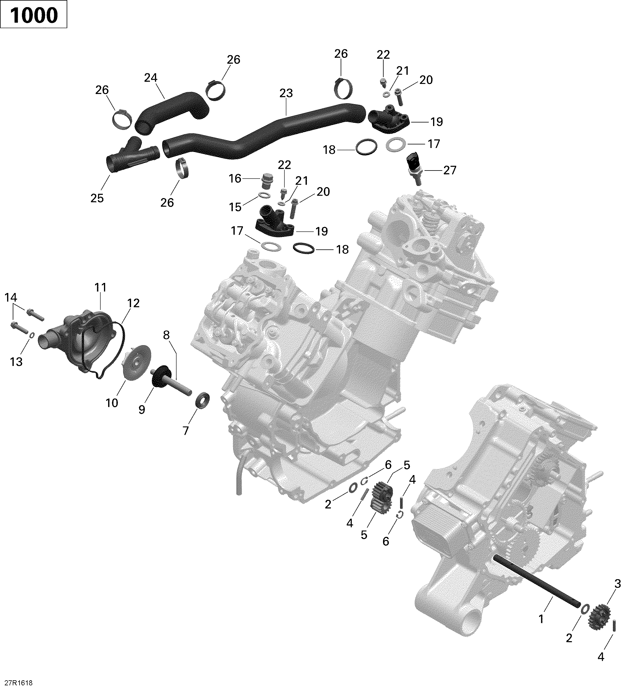 01  REFROIDISSEMENT MOTEUR 1000 EFI POUR OUTLANDER 6X6 XT 1000 EFI CAMOUFLAGE MOSSY OAK PLATEFORME 2016