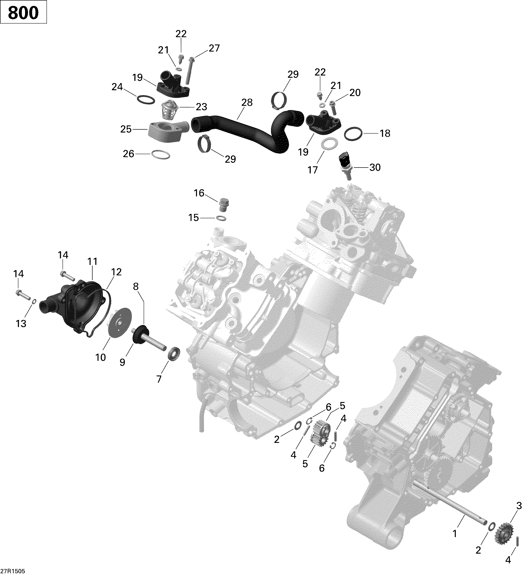 01  REFROIDISSEMENT MOTEUR 27R1505 POUR COMMANDER 800 EFI CVT DPS JAUNE 2014