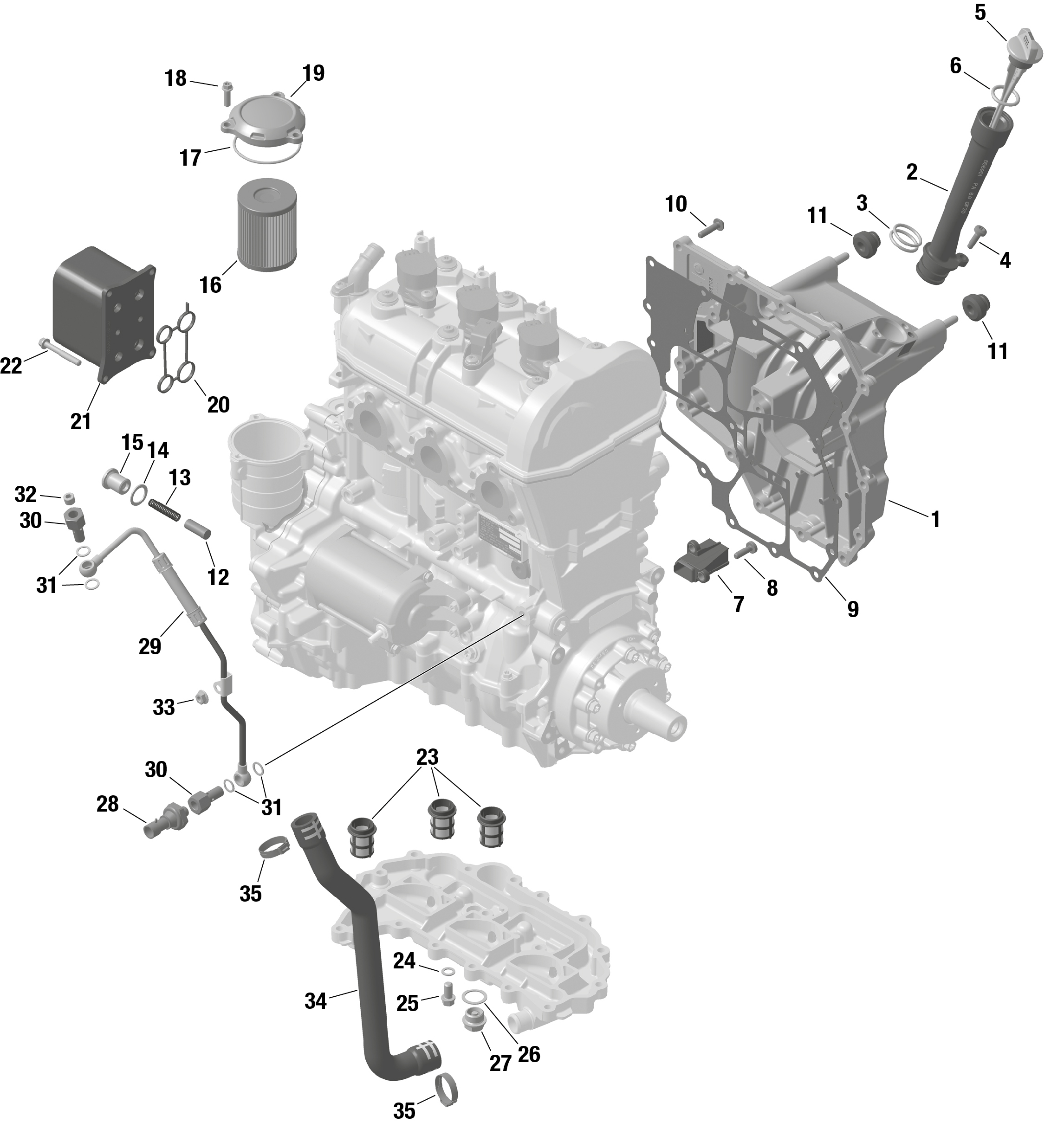 01  ROTAX LUBRIFICATION MOTEUR POUR MAVERICK MAX TURBO RR XRS SMART SHOCK ROUGE INTENSE 2024