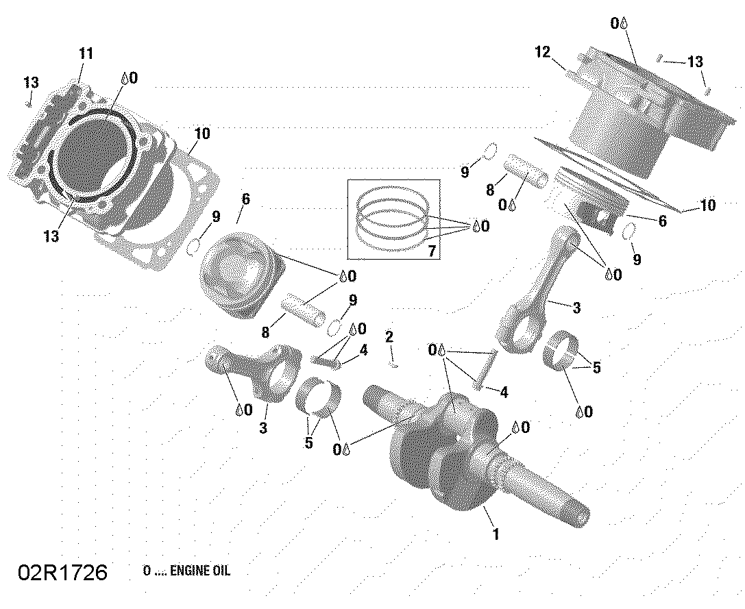 01  VILEBREQUIN PISTON ET CYLINDRE HD8 POUR DEFENDER 800R EFI CONVENIENCE VERT 2016