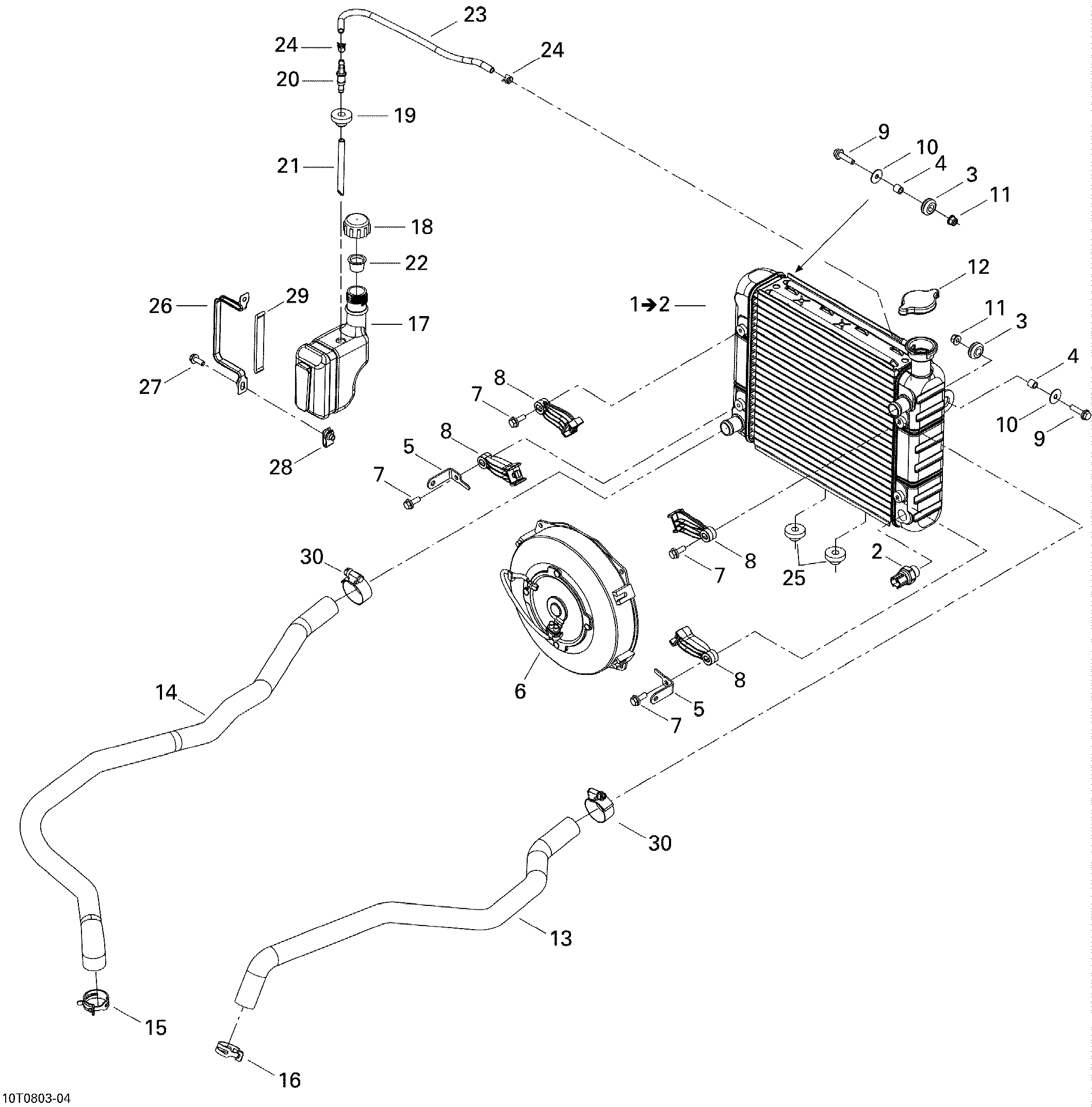 01  SYSTEME REFROIDISSEMENT POUR OUTLANDER MAX STD 400HO ROUGE VIPERE 2008