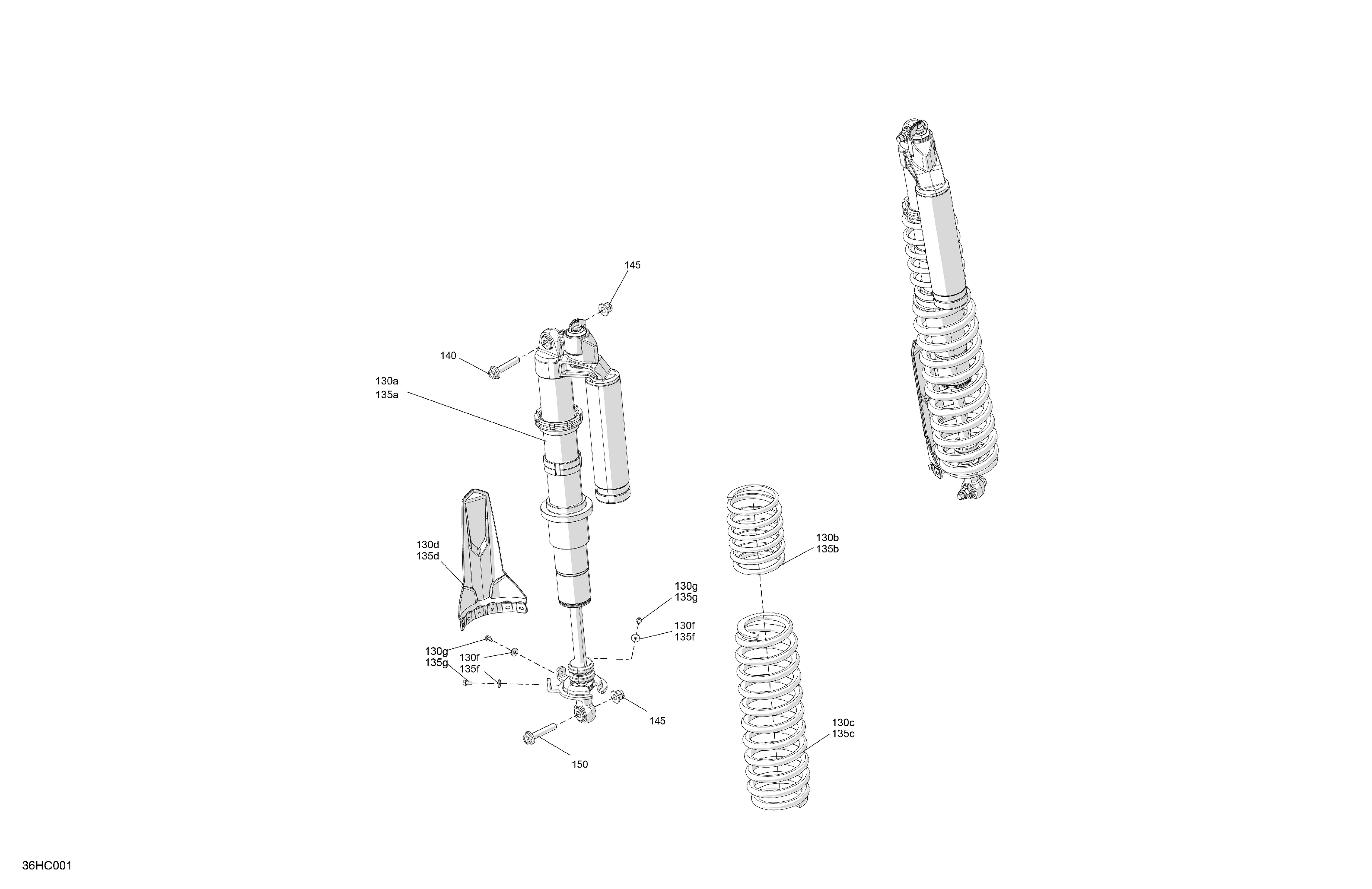 05  SUSPENSION AMORTISSEURS ARRIERE POUR MAVERICK X3 TURBO RR DS CATALYST GRAY EPANO 2023