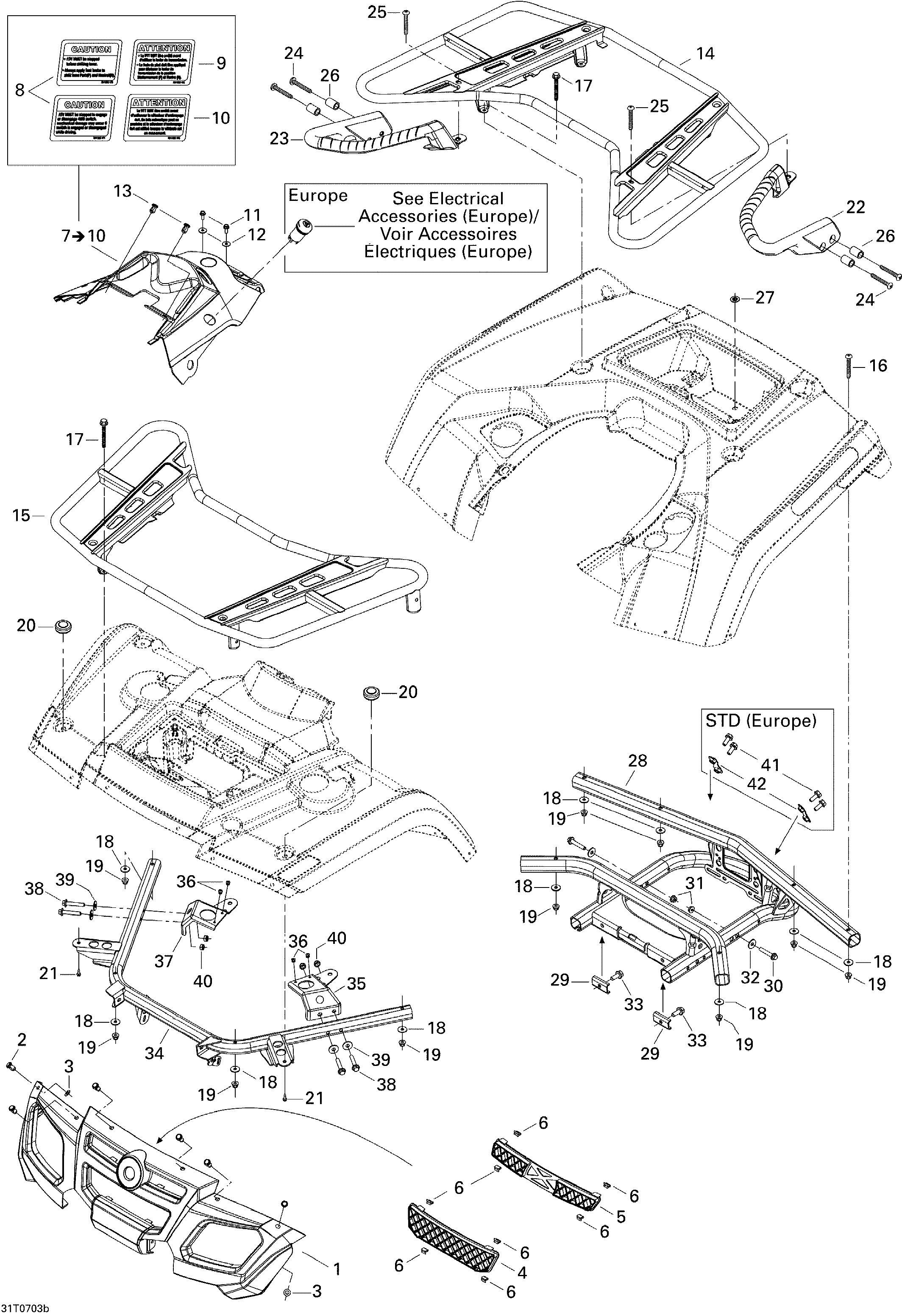 09  CARROSSERIE ET ACCESSOIRES 2 STD POUR OUTLANDER MAX 400 JAUNE 2007