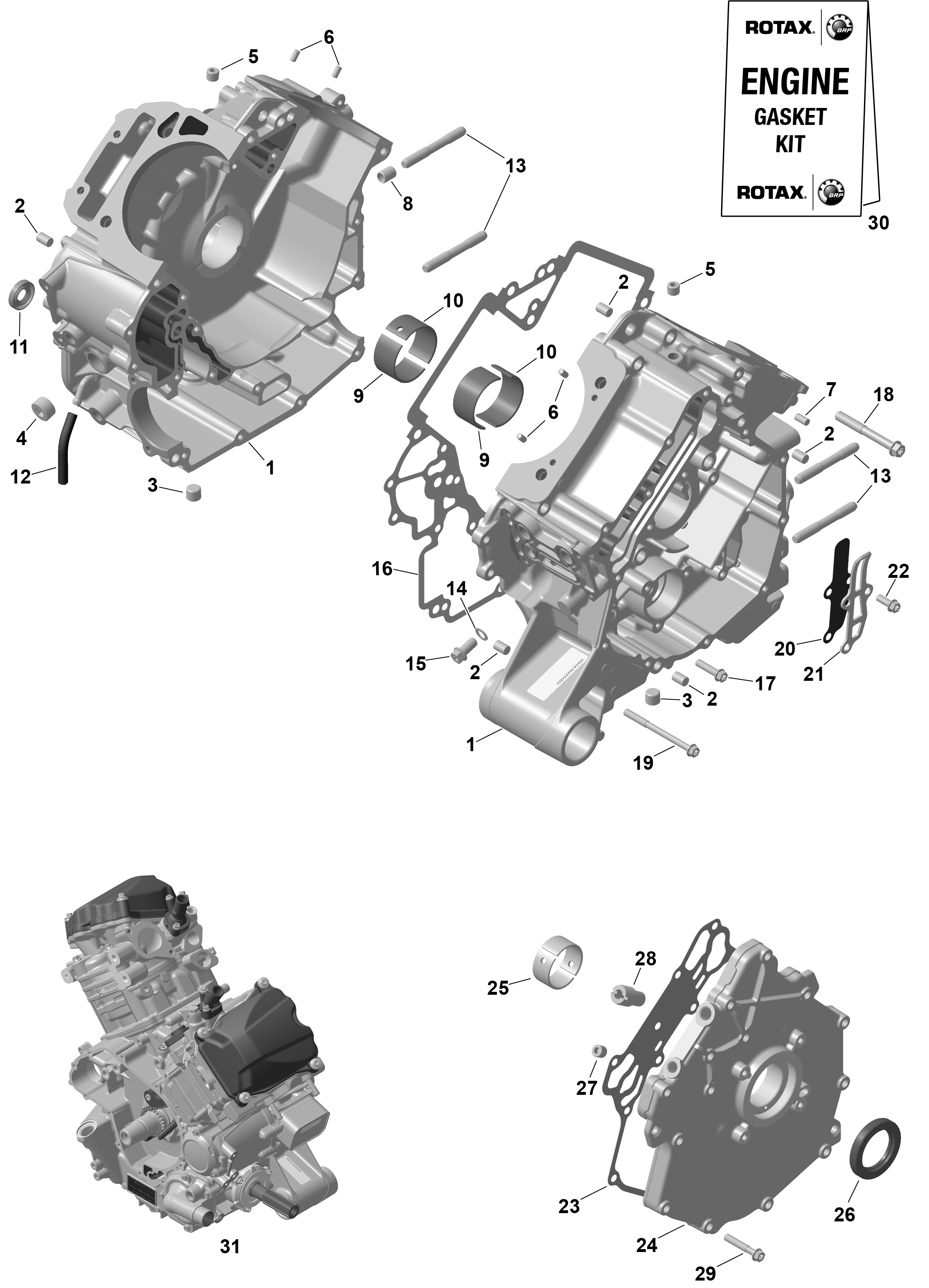 01  ROTAX CARTER MOTEUR POUR MAVERICK TRAIL 1000 DPS SAS NOIR ETERNEL METALLIQUE 2025