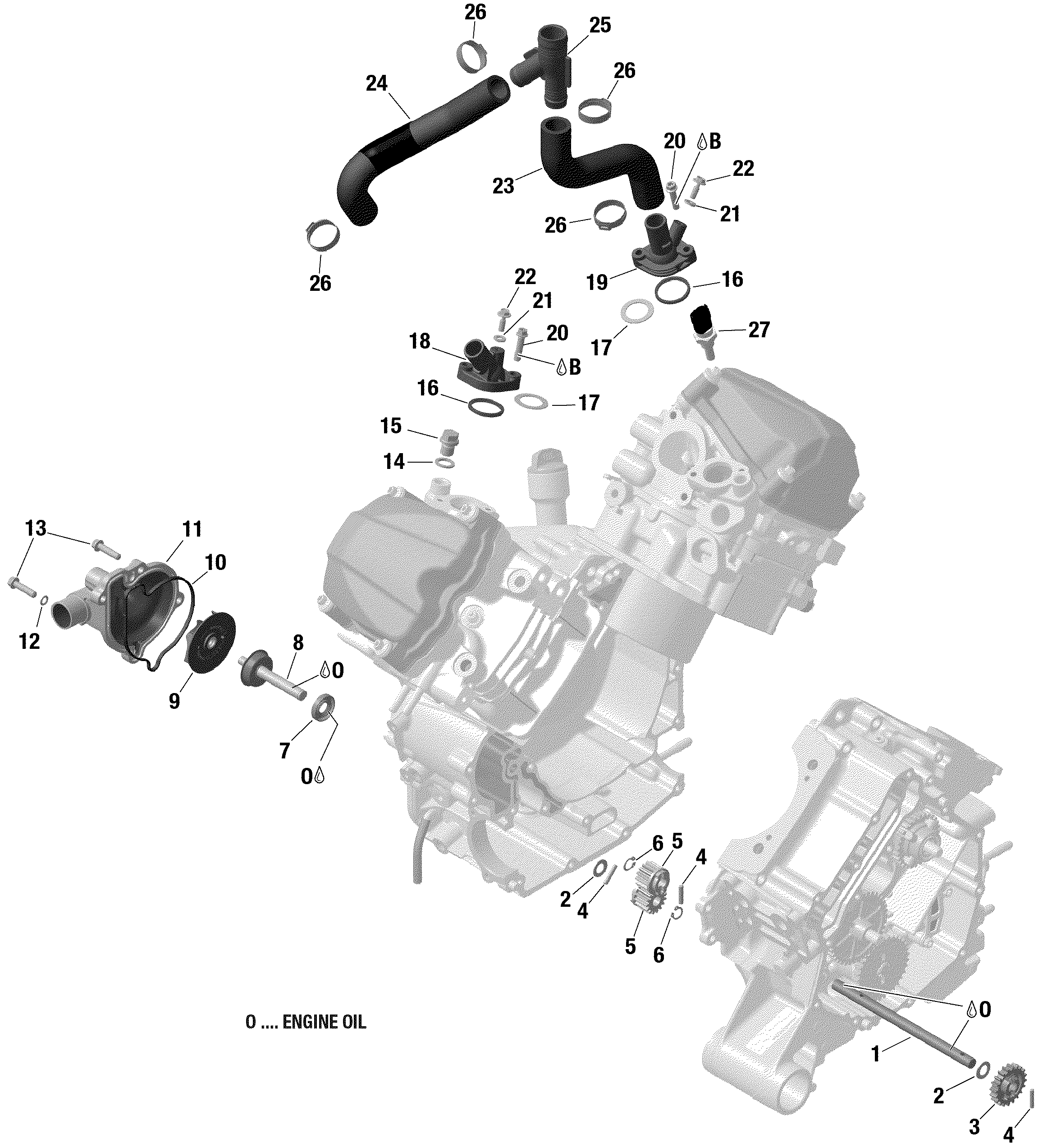 01  REFROIDISSEMENT MOTEUR POUR MAVERICK TRAIL 800 BASE BLANC 2019