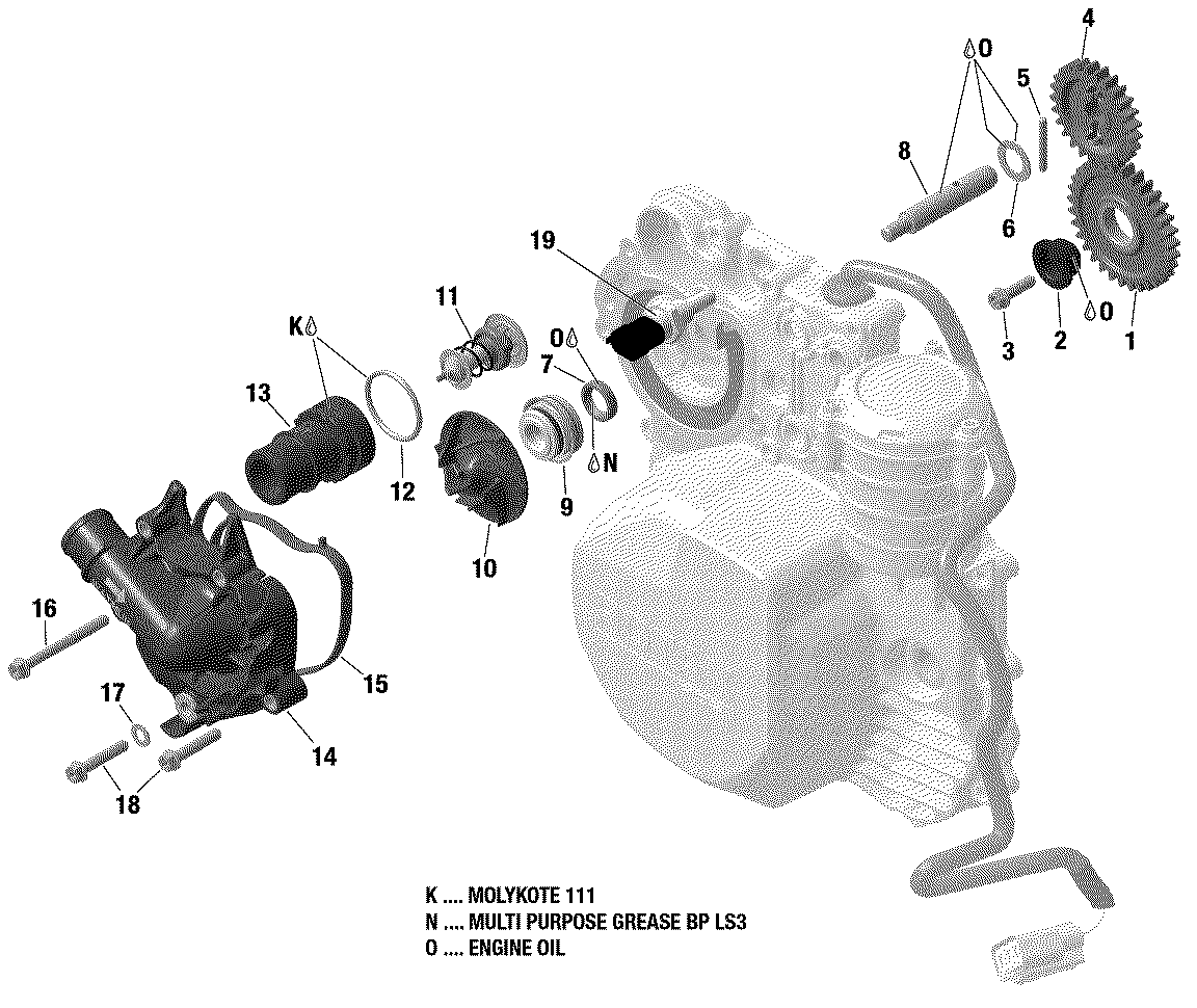 01 ROTAX REFROIDISSEMENT MOTEUR 600 ACE POUR RYKER 600 ACE CVT 2019