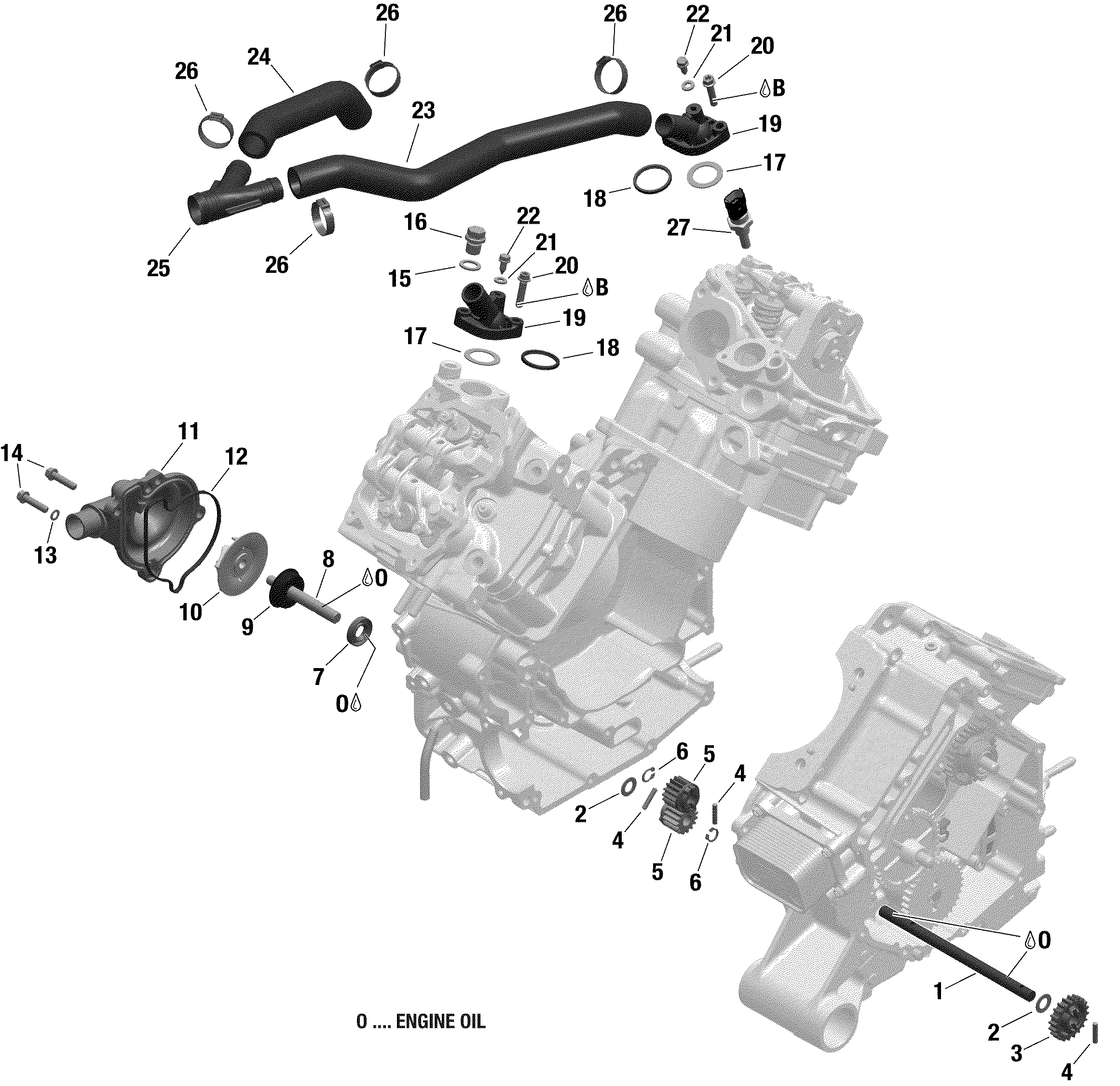 01  ROTAX REFROIDISSEMENT MOTEUR POUR OUTLANDER 1000 EFI 6X6 XT VERT ESCADRON 2022