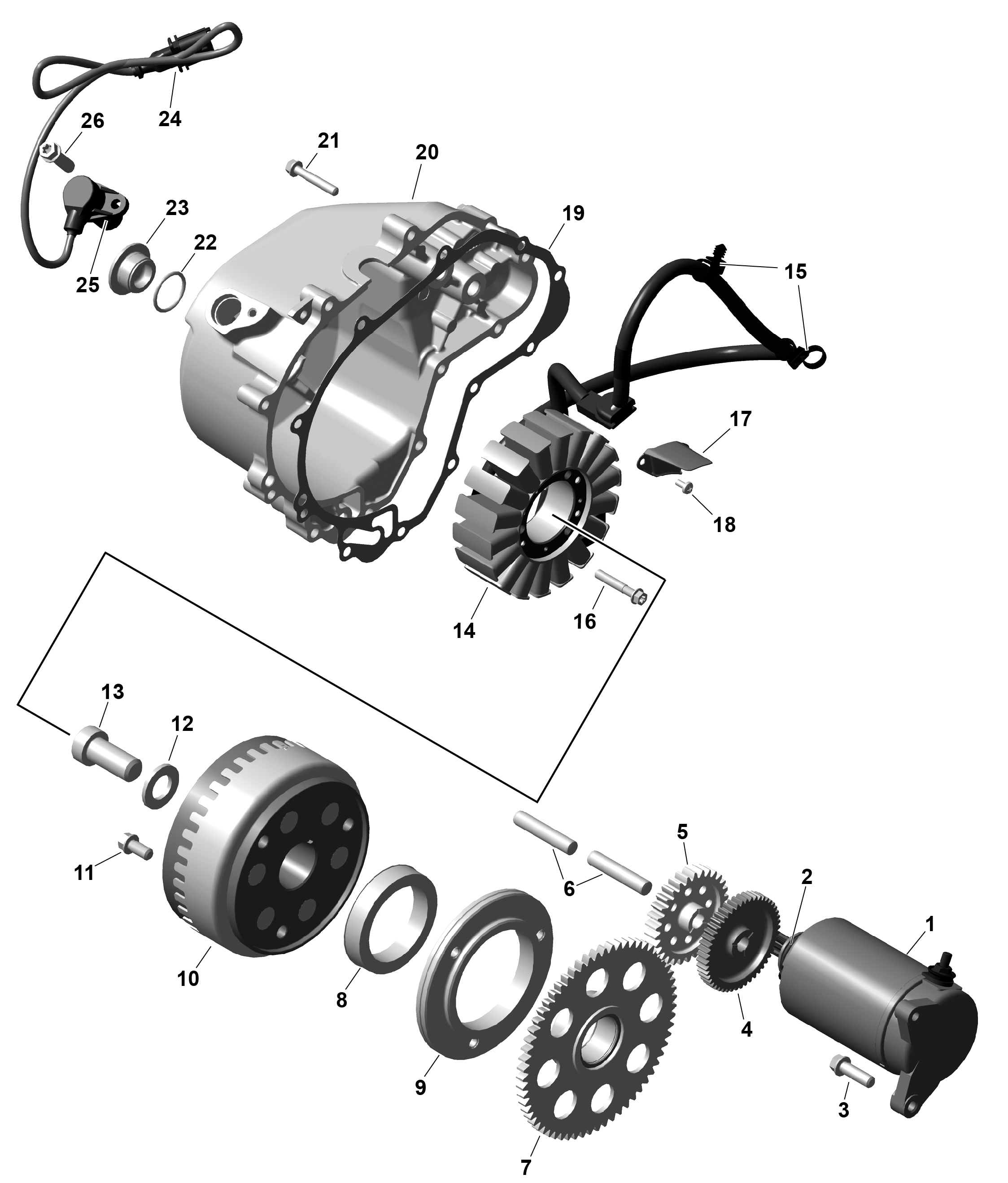 01  ROTAX DEMARREUR MAGNETO ET ELECTRIQUE POUR MAVERICK SPORT 1000R EFI DPS NOIR ETERNEL METALLIQUE 2025