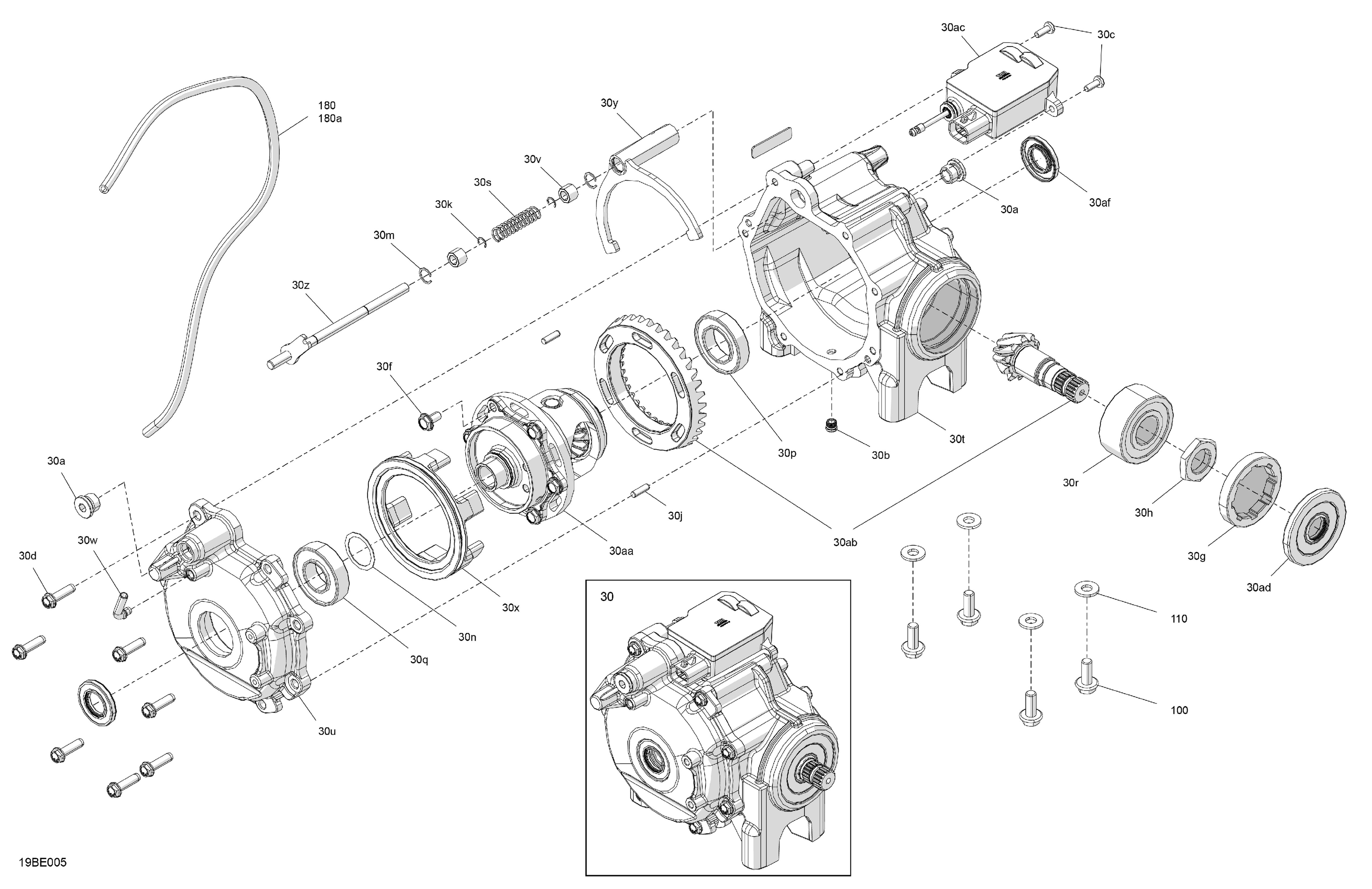 04  ENTRAINEMENT AVANT PIECES DIFFERENTIELLES POUR MAVERICK TRAIL 700 DPS SAS NOIR ETERNEL METALLIQUE 2025