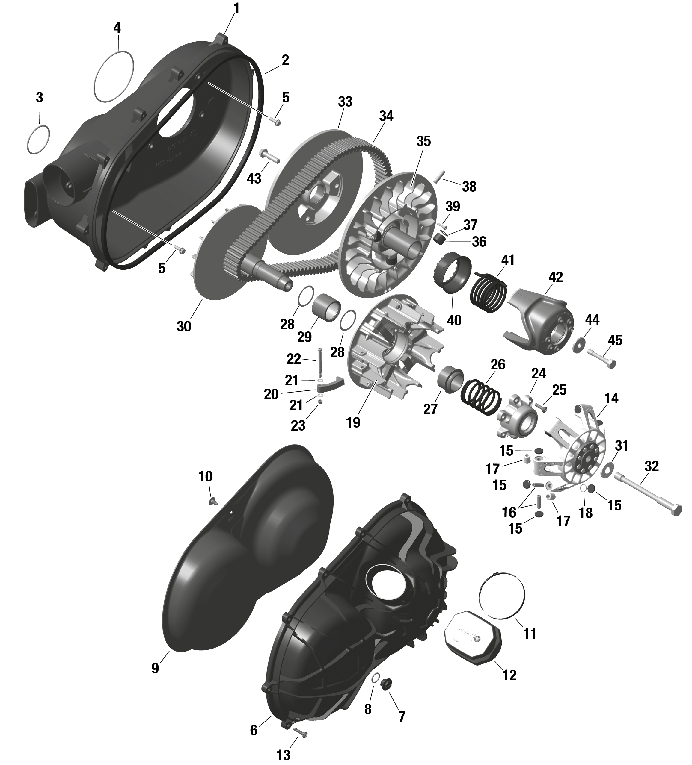 01  ROTAX CVT POUR TRAXTER 6X6 HD10 DPS VERT TUNDRA 2024