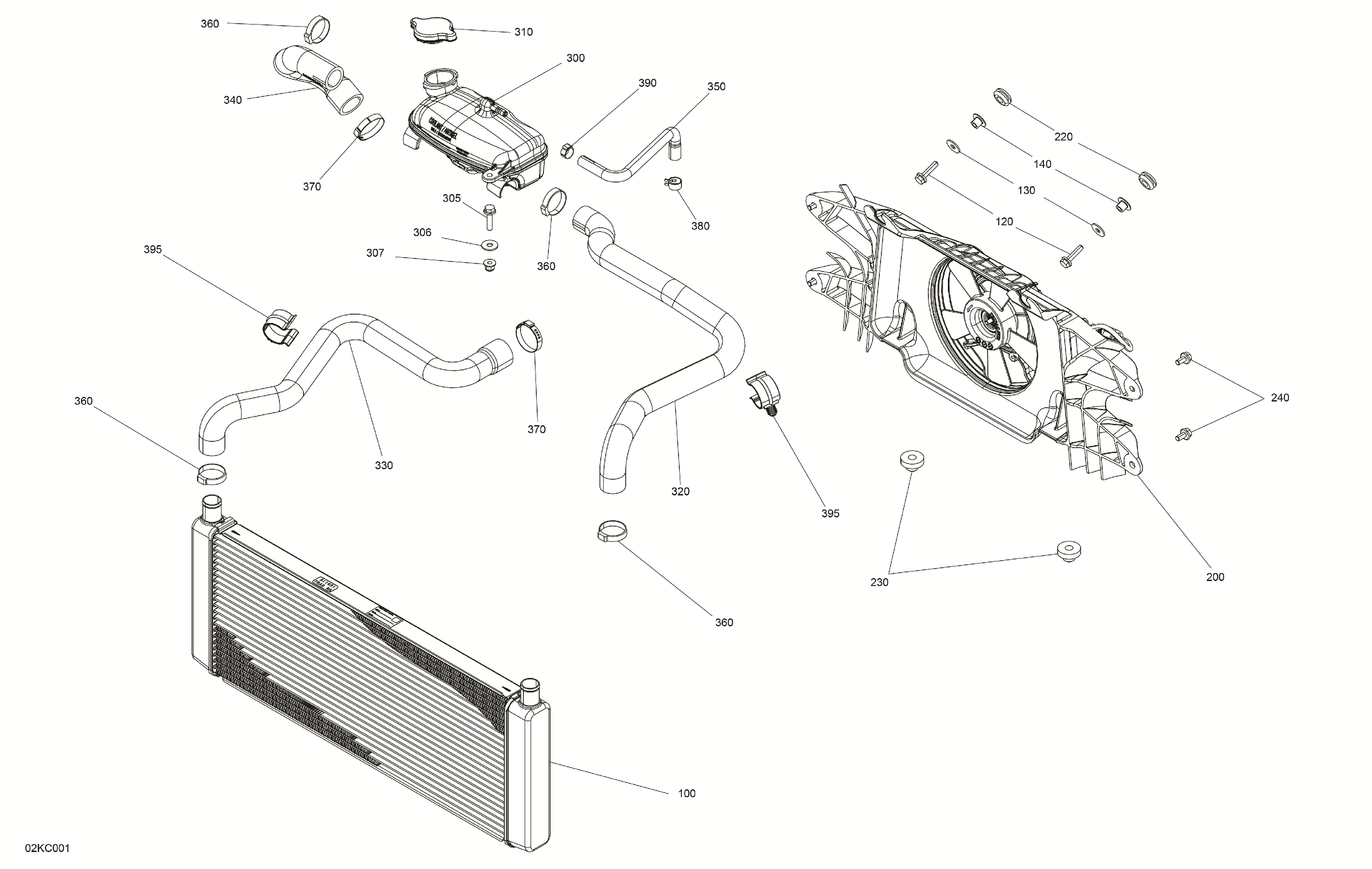 02  MOTEUR REFROIDISSEMENT POUR RYKER 600 ACE CVT BLACK 2023