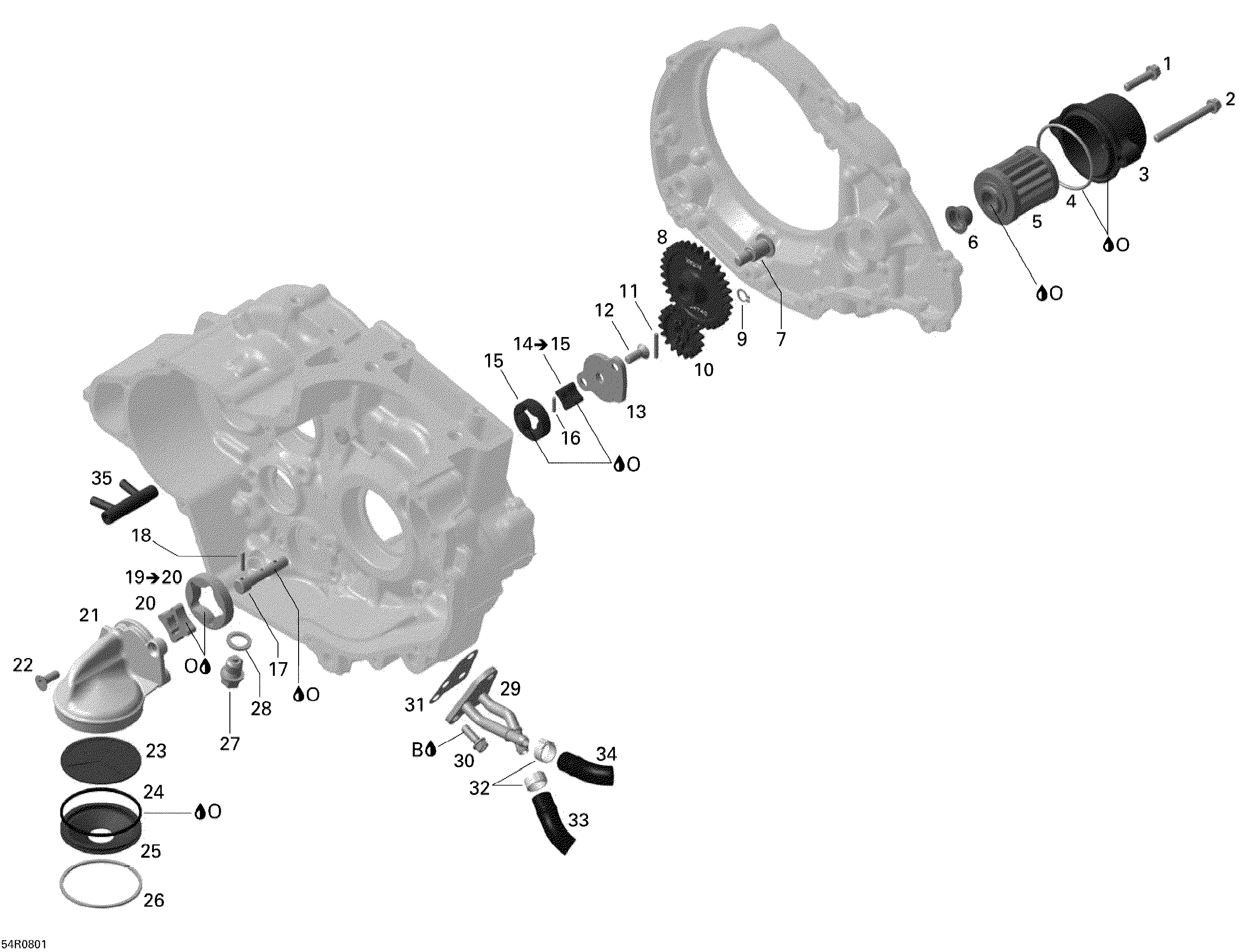 01  LUBRIFICATION MOTEUR POUR DS 2X4 STD 450 EFI 5SP JAUNE 2008