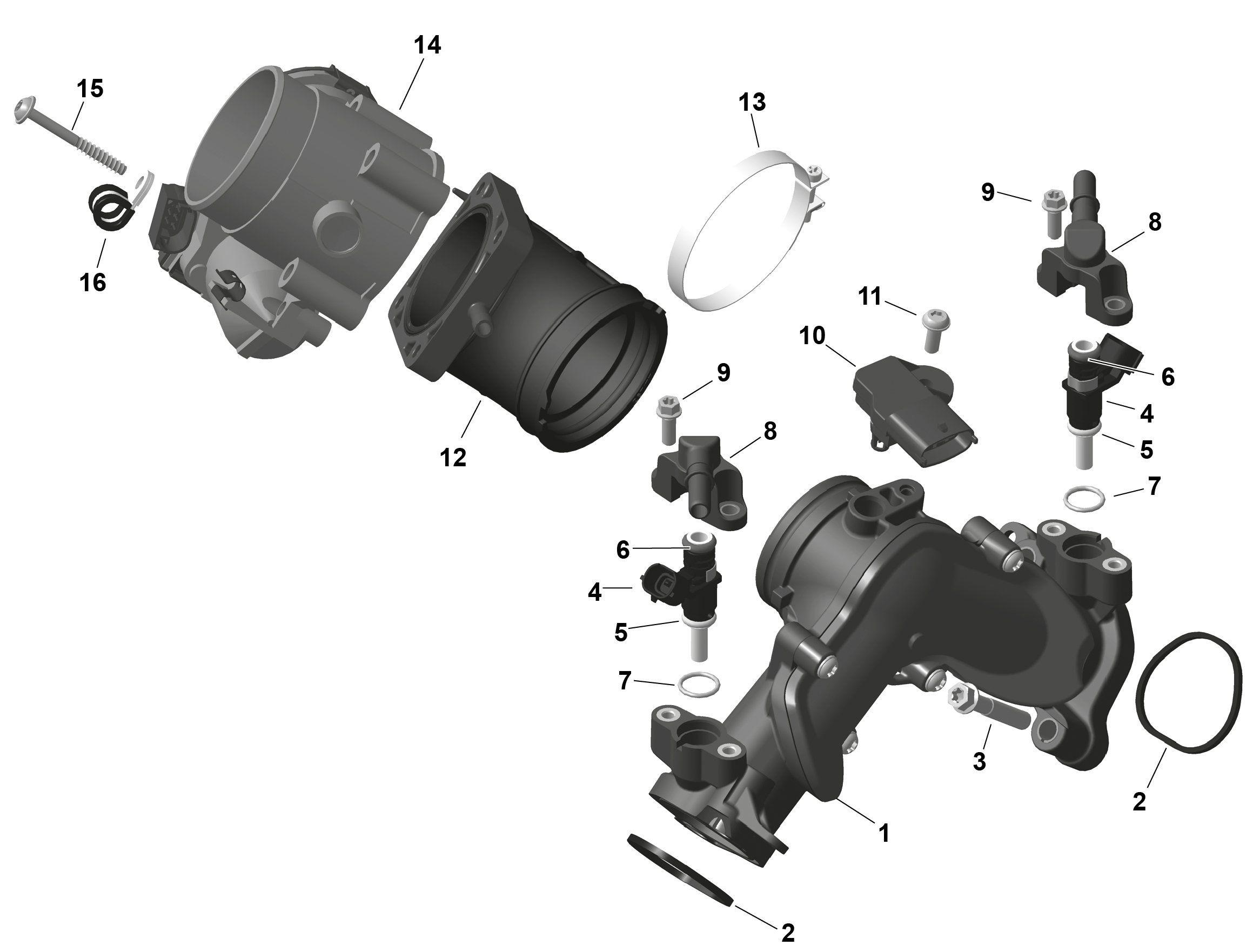 01  ROTAX COLLECTEUR DADMISSION DAIR ET CARROSSERIE DE PAPILLON POUR TRAXTER 6X6 HD10 DPS VERT ESCADRON 2025