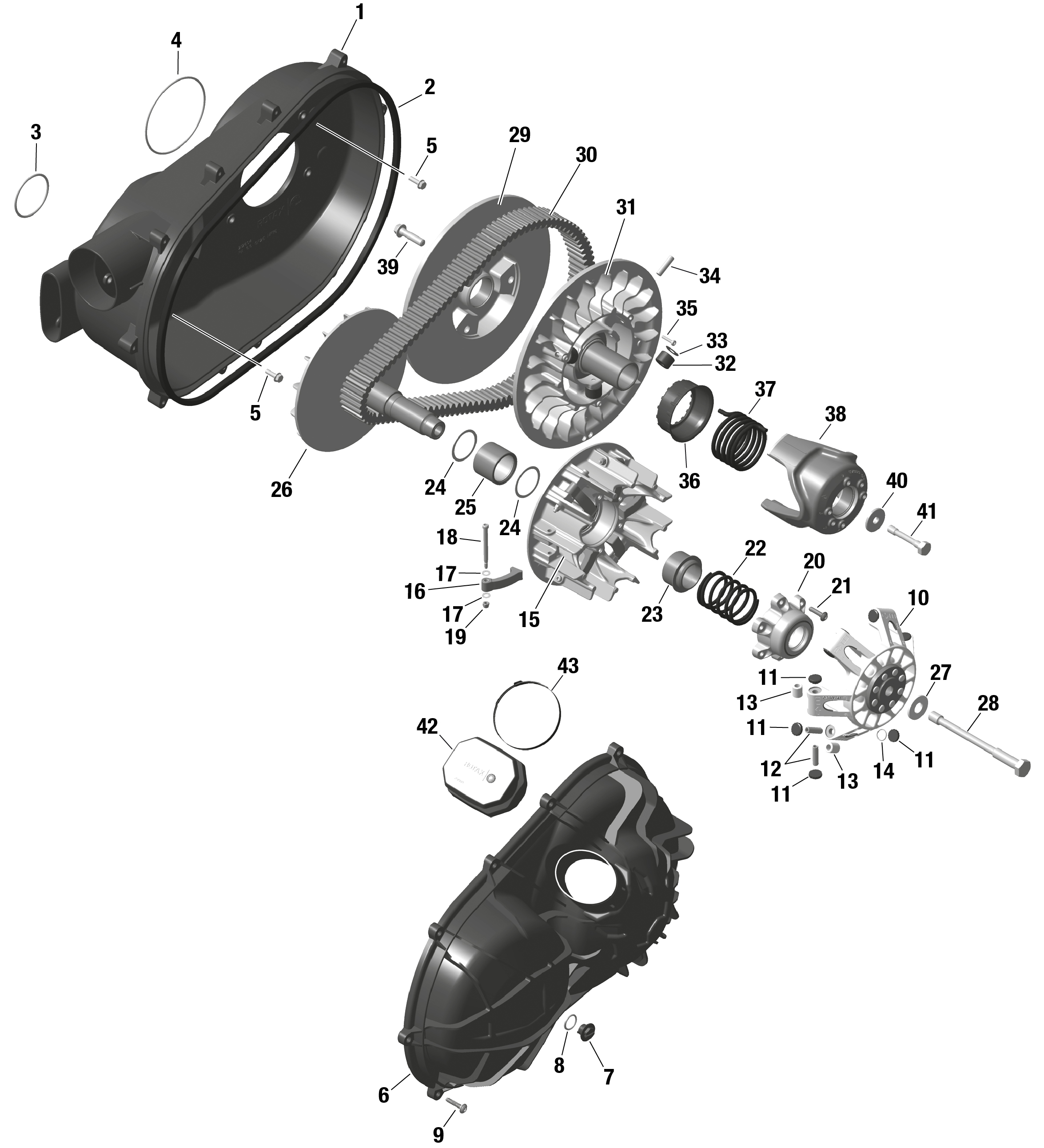 01  ROTAX CVT POUR MAVERICK R 996NT XRS NOIR ETERNEL METALLIQUE 2024