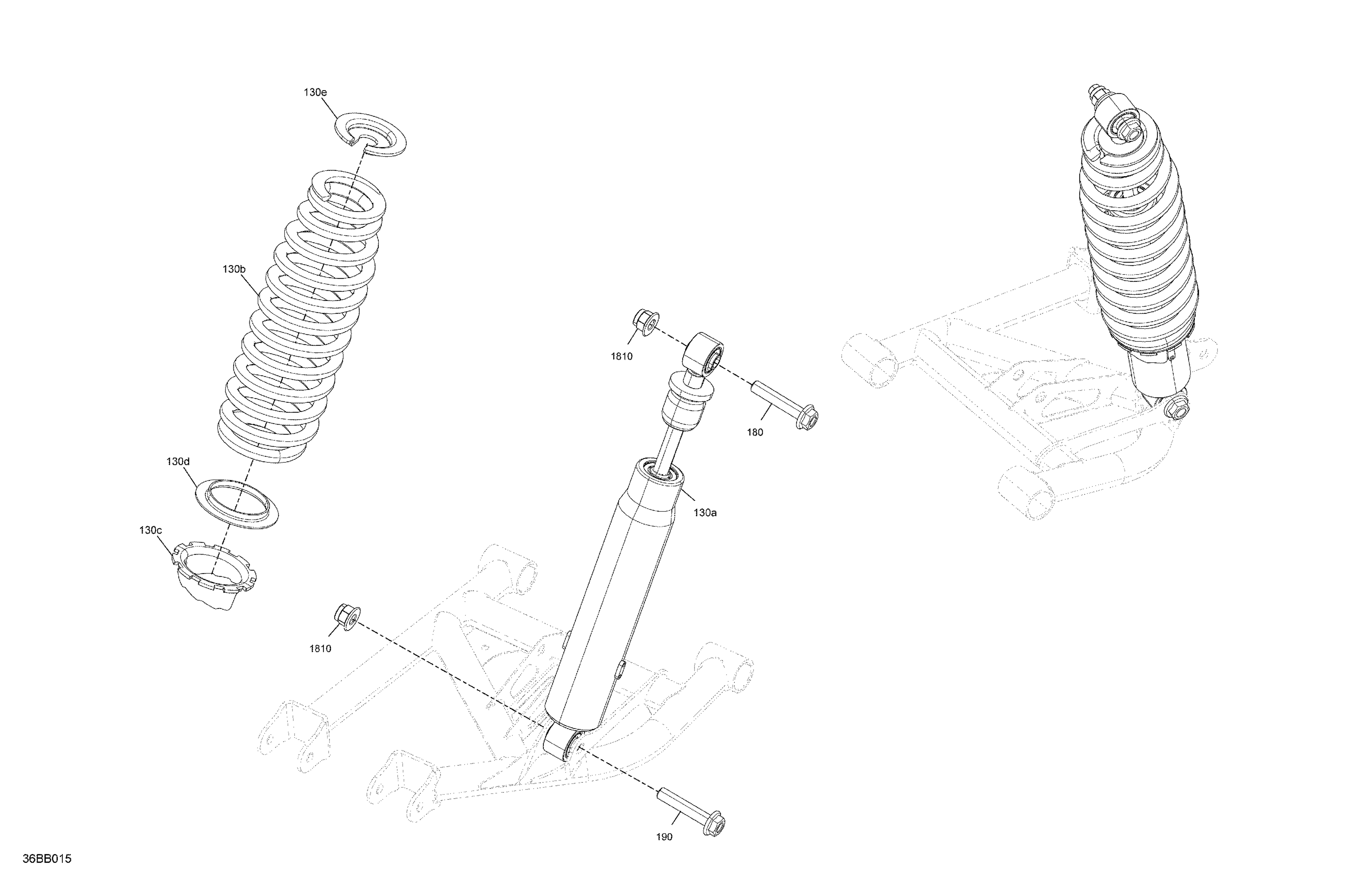 05  SUSPENSION AMORTISSEURS ARRIERES POUR MAVERICK TRAIL 1000 DPS BLEU GULFSTREAM 2021