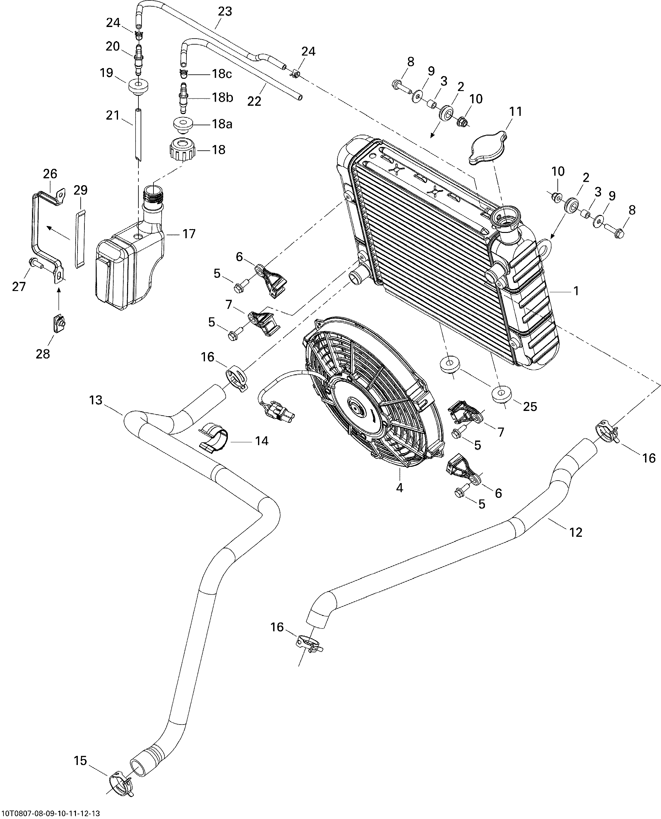 01  SYSTEME REFROIDISSEMENT POUR OUTLANDER MAX LTD 800 EFI GRIS ACIER METALLIQUE 2008