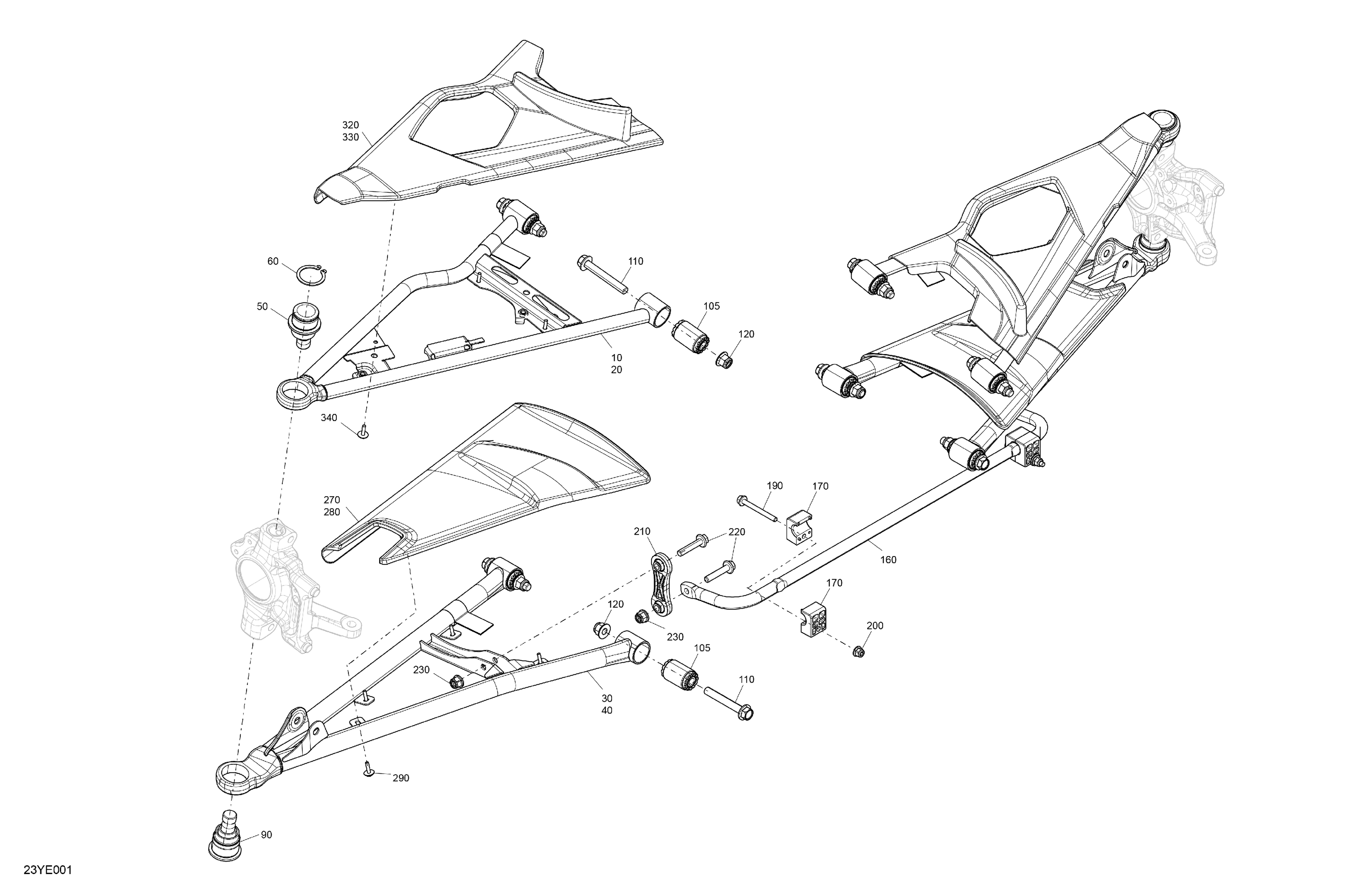 05  SUSPENSIONS AVANT POUR SPYDER RT LIMITED DARK EDITION SE6 CARBON BLACK 2025