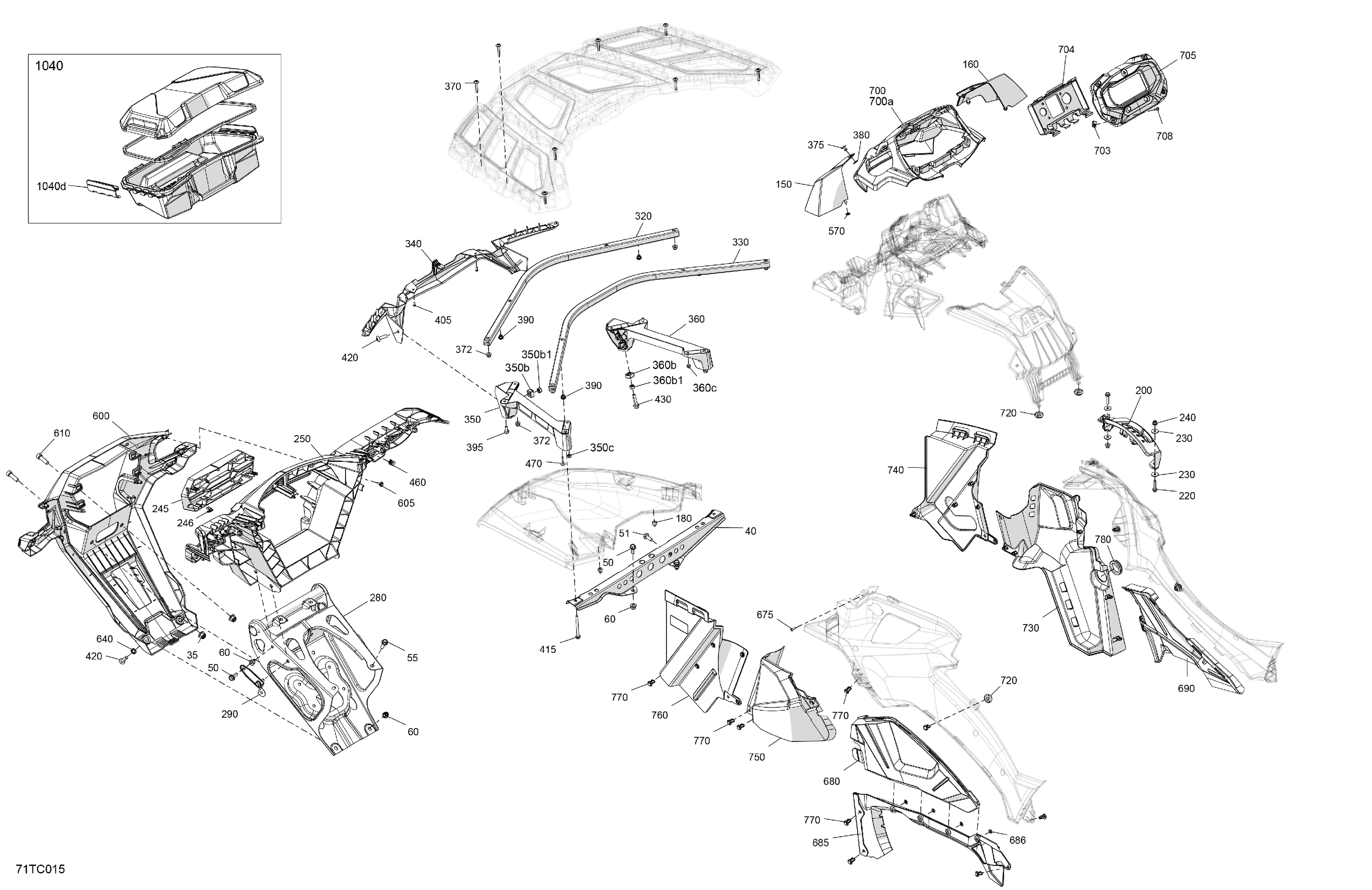 07  CARROSSERIE PARTIE AVANT POUR OUTLANDER MAX XU 1000 VERT BOREAL 6X6 2023