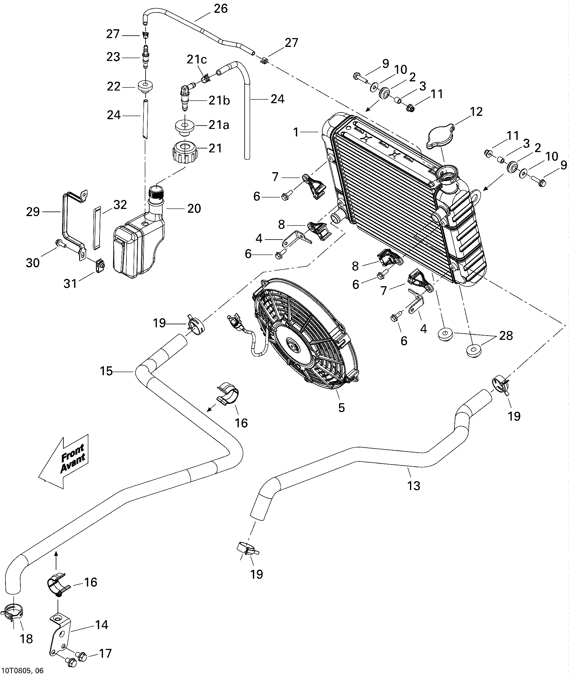 01  SYSTEME REFROIDISSEMENT POUR OUTLANDER MAX STD 400HO EFI ROUGE VIPERE 2008