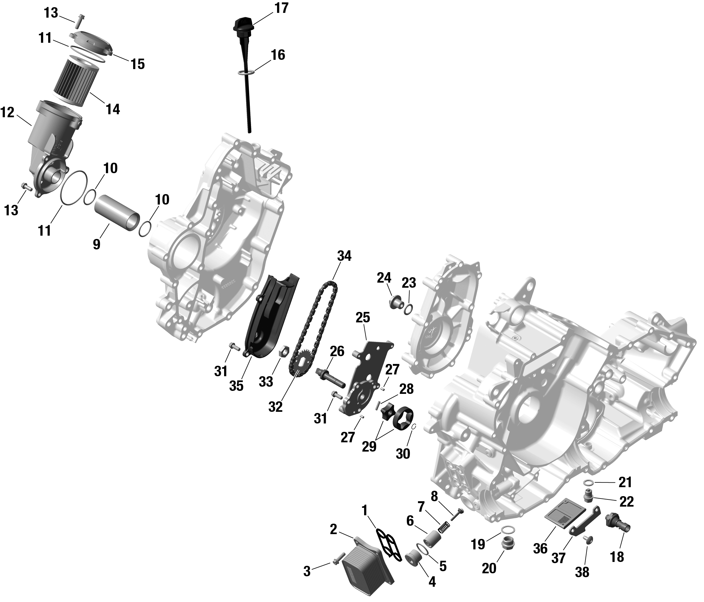 01  ROTAX LUBRIFICATION MOTEUR POUR MAVERICK TRAIL 700 BASE CATALYST GRAY 2024