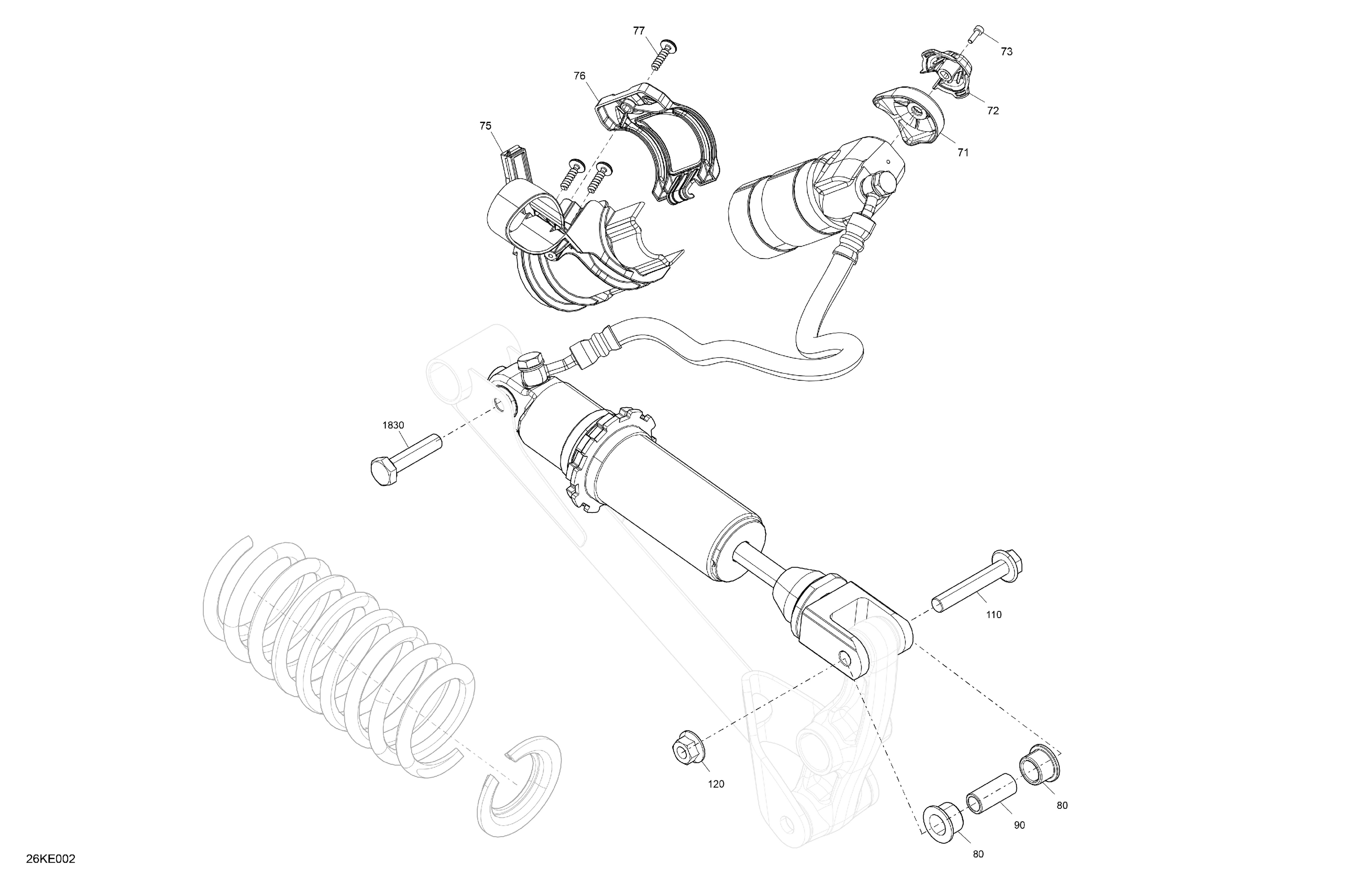 05  SUSPENSION AMORTISSEUR ARRIERE POUR RYKER RALLY 900 ACE CVT DEEP BLACK 2025