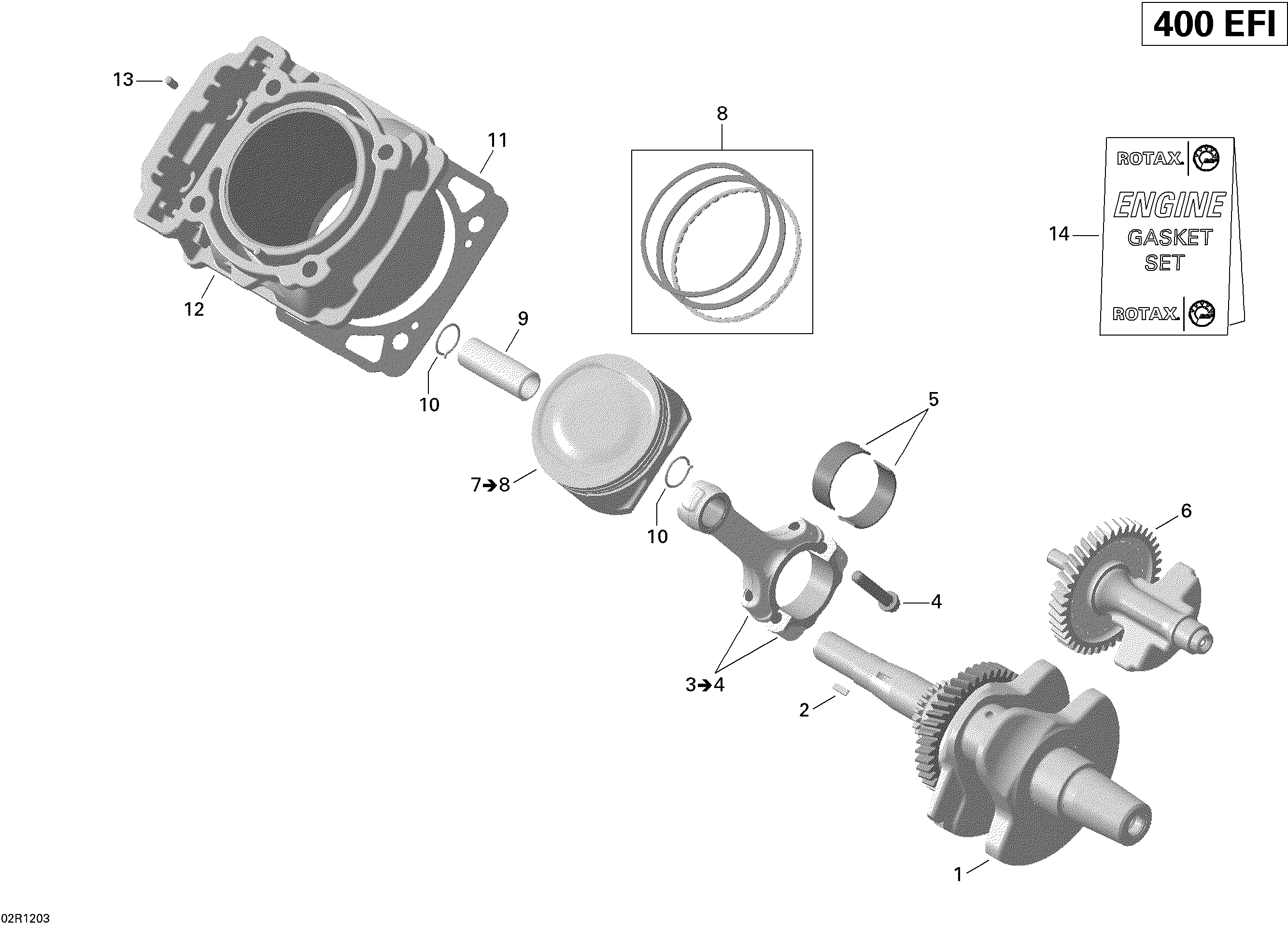 01  VILEBREQUIN ET PISTONS POUR OUTLANDER MAX STD ROUGE 2011