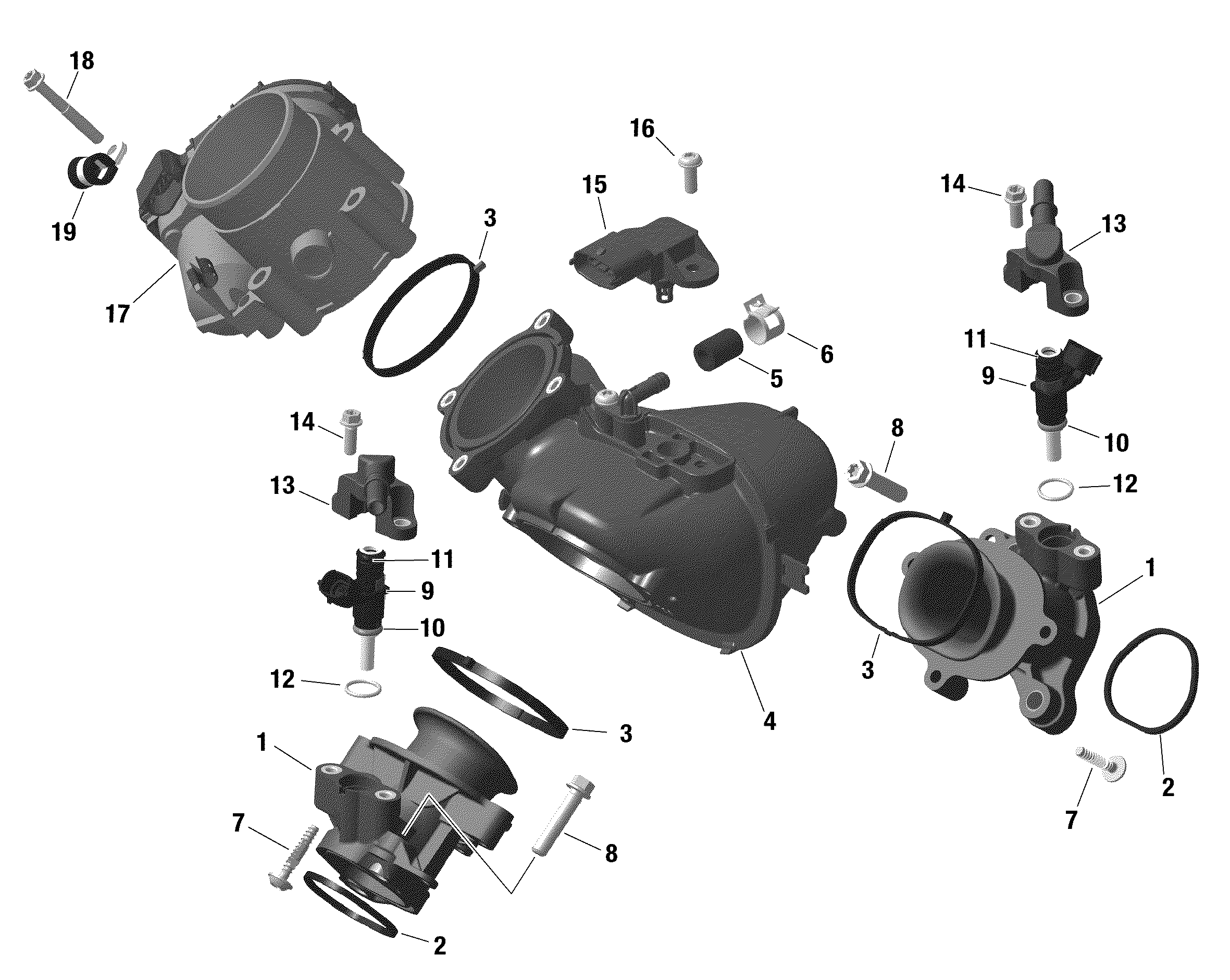 01  ROTAX COLLECTEUR ADMISSION AIR ET CARTER DE PAPILLON POUR TRAXTER HD9 DPS VERT TUNDRA 2022