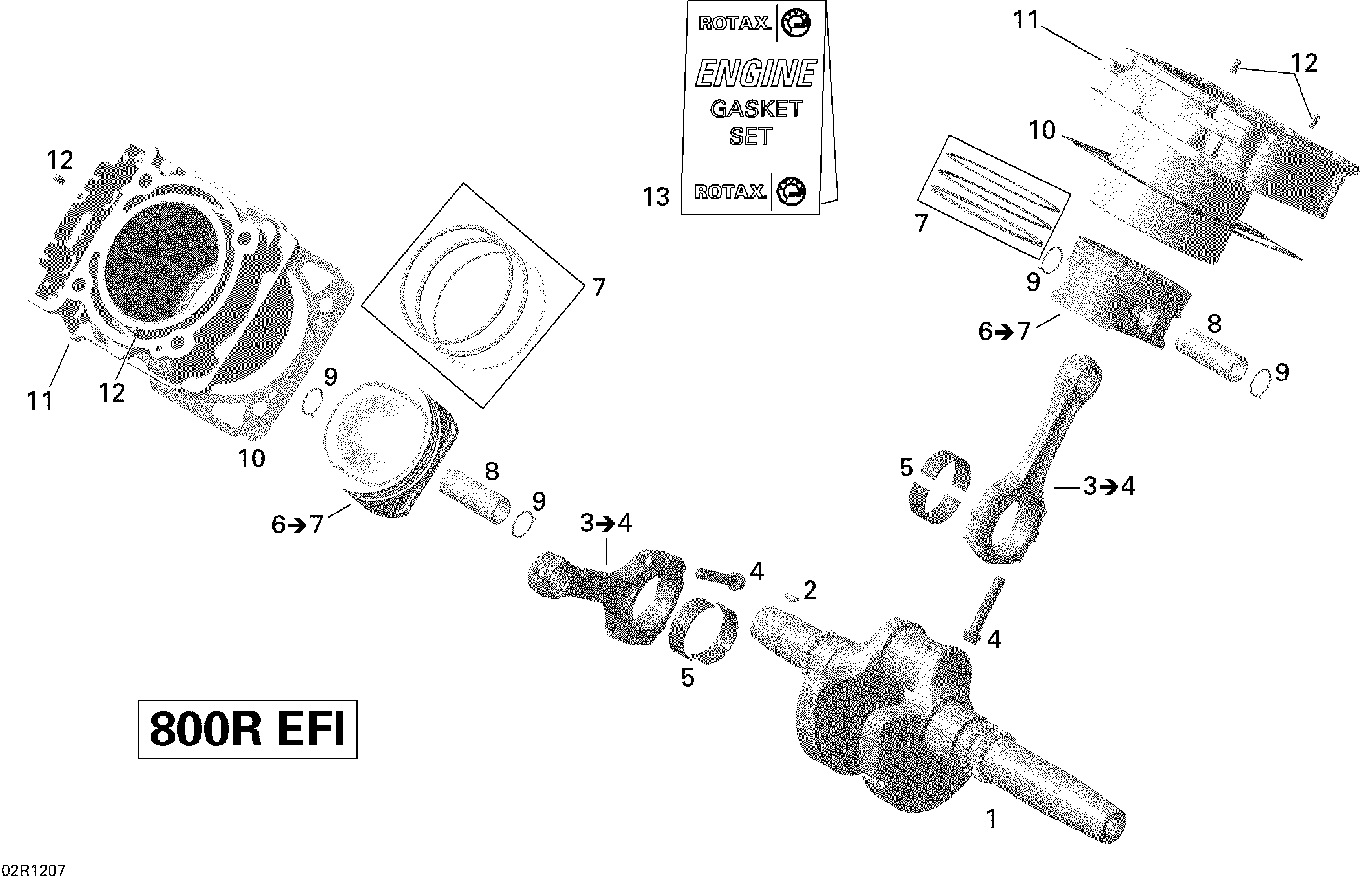 01  VILEBREQUIN PISTON ET CYLINDRE POUR OUTLANDER MAX LTD BLEU 2011