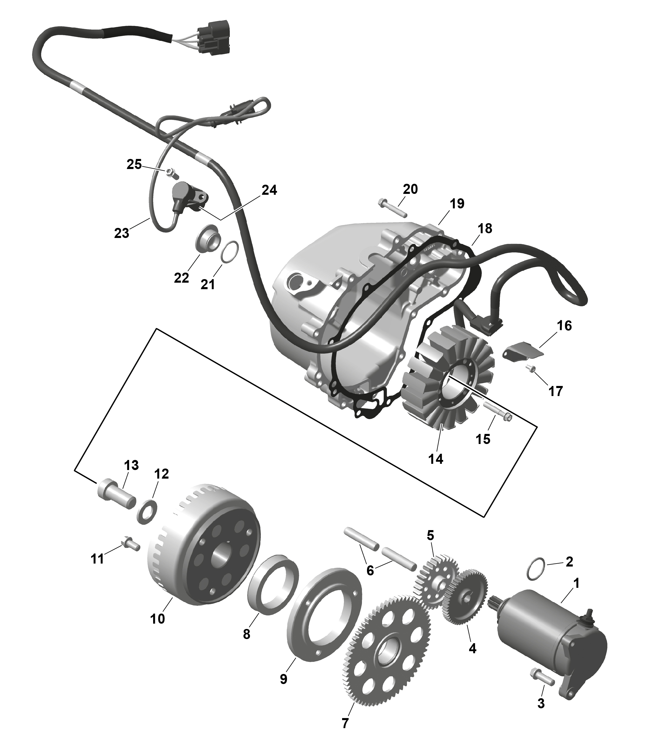 01  ROTAX DEMARREUR MAGNETO ET ELECTRIQUE POUR TRAXTER 6X6 HD10 DPS VERT ESCADRON 2025