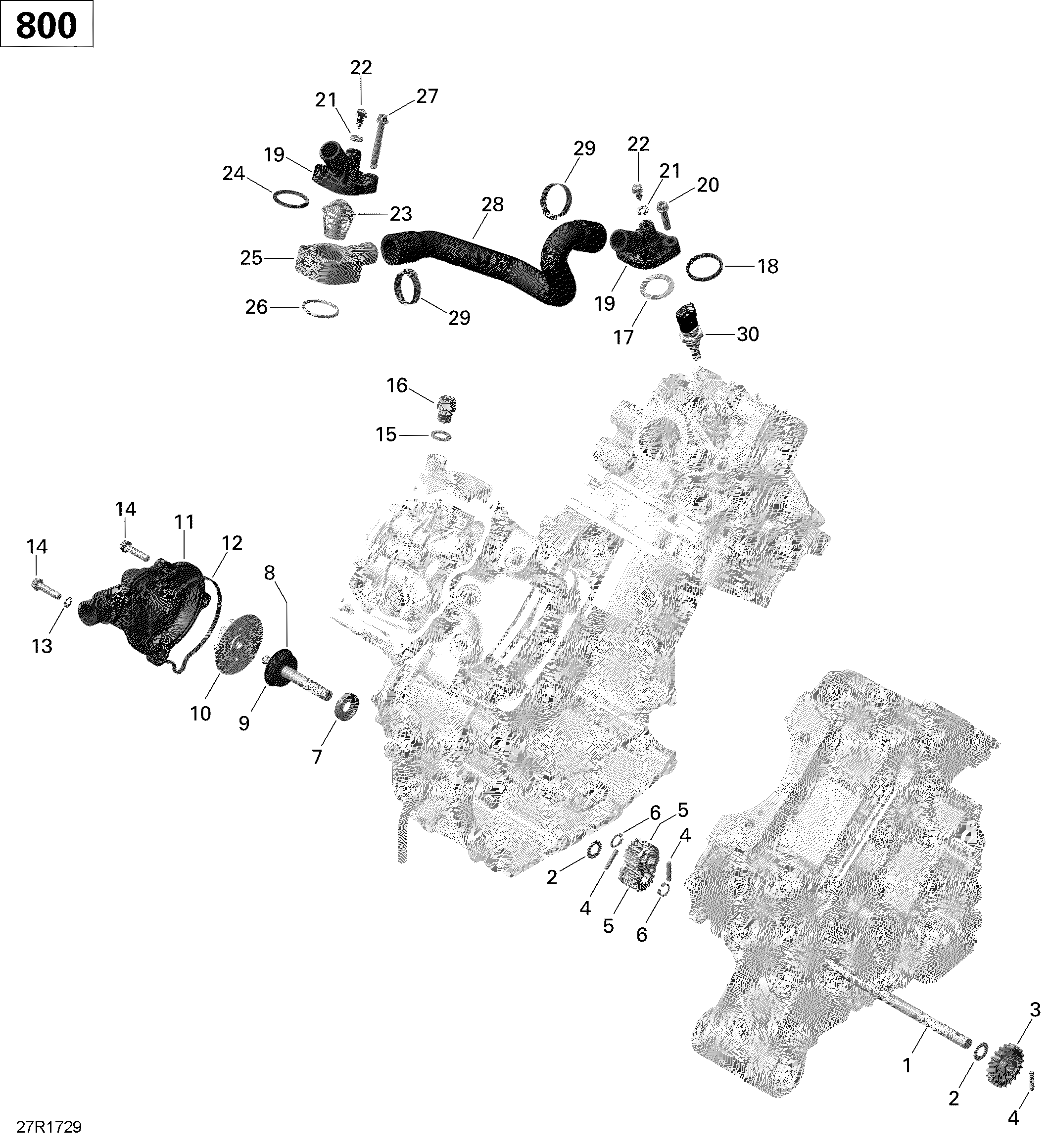 01  REFROIDISSEMENT MOTEUR 800R EFI POUR COMMANDER 800R DPS VERT ESCADRON 2020