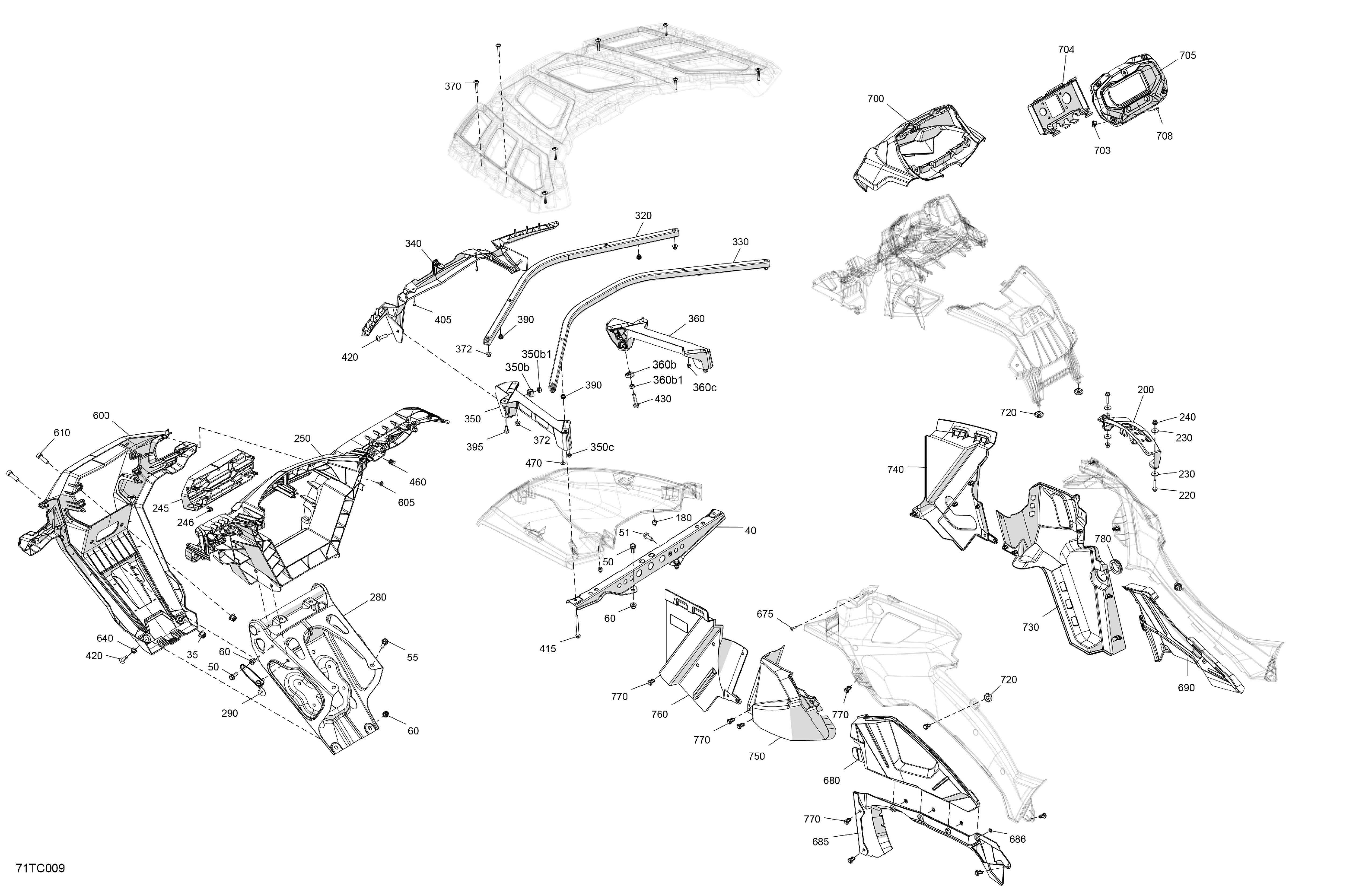 07  CARROSSERIE PARTIE AVANT POUR OUTLANDER MAX XT 650 BLEU OXFORD METALIIIC 2023