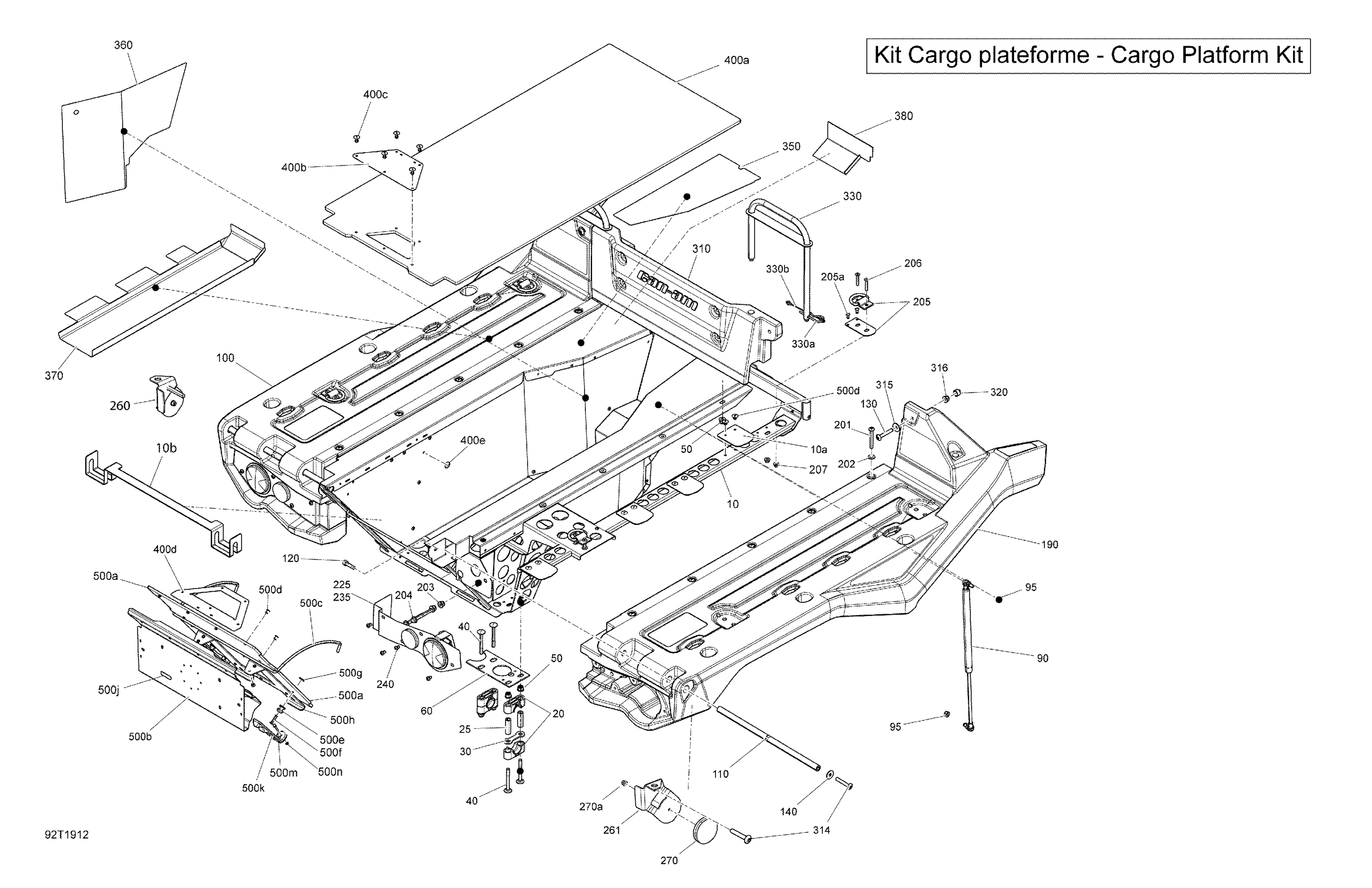 09  CHARGEMENT 6X6 ENSEMBLE PLATEFORME CARGO POUR OUTLANDER 6X6 650 EFI DPS VERT ESCADRON 2019