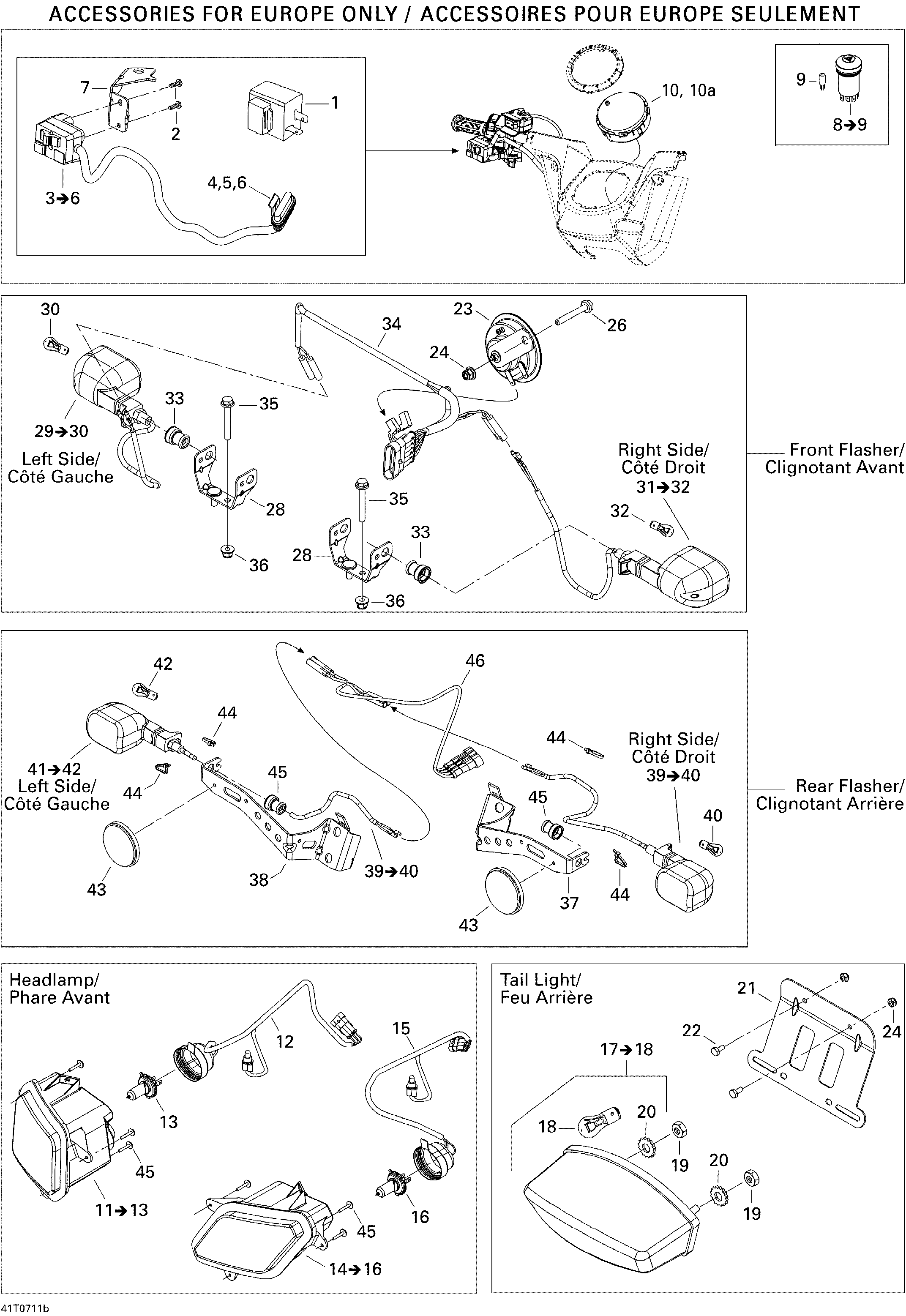 10  ACCESSOIRES ELECTRIQUES EURO POUR OUTLANDER 650 ROUGE VIPERE 2007