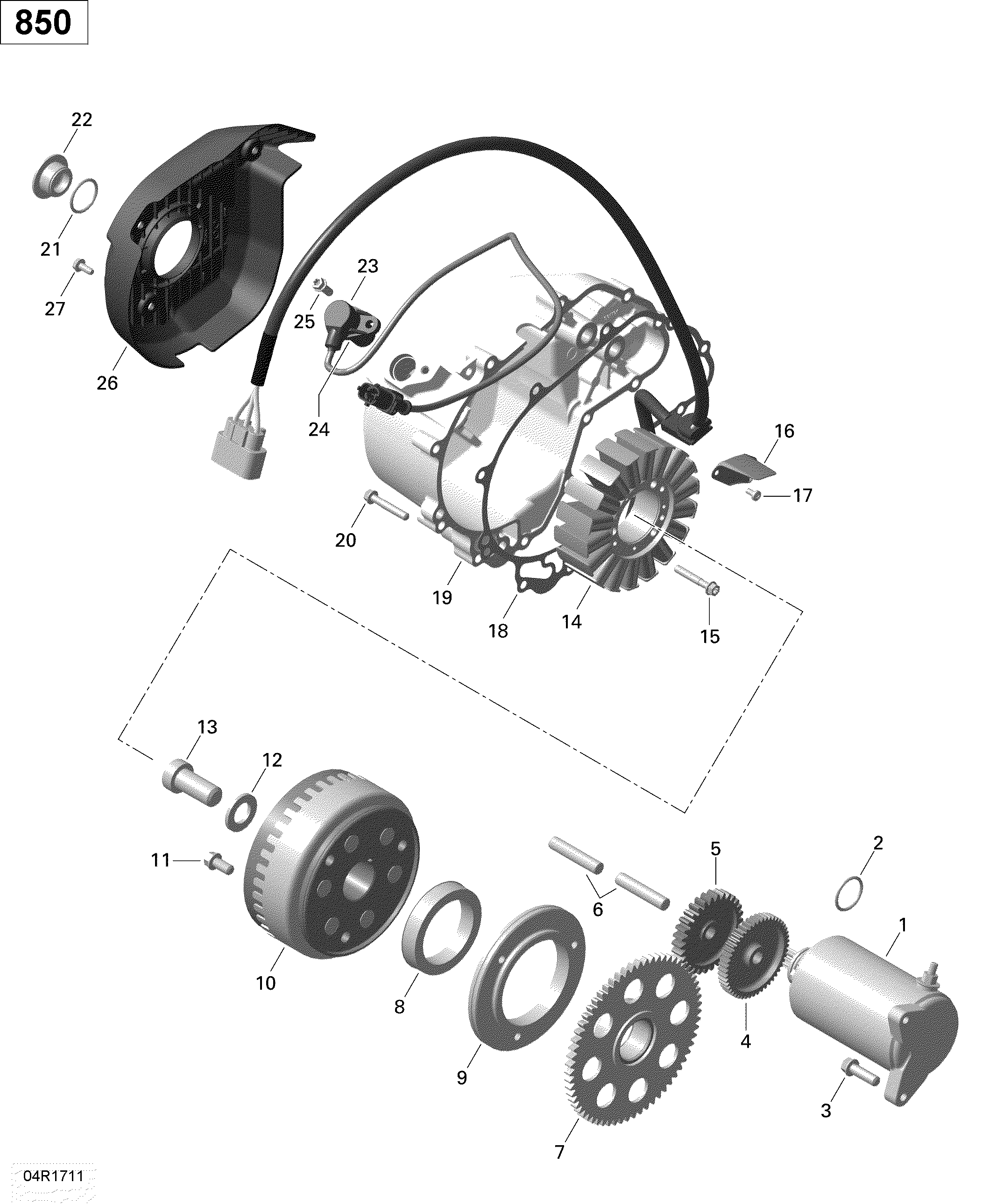 01  ROTAX MAGNETO ET DEMARREUR ELECTRIQUE 850 EFI OUTLANDER MAX POUR OUTLANDER MAX 850 EFI XT GRIS MINERAL SATIN 2021