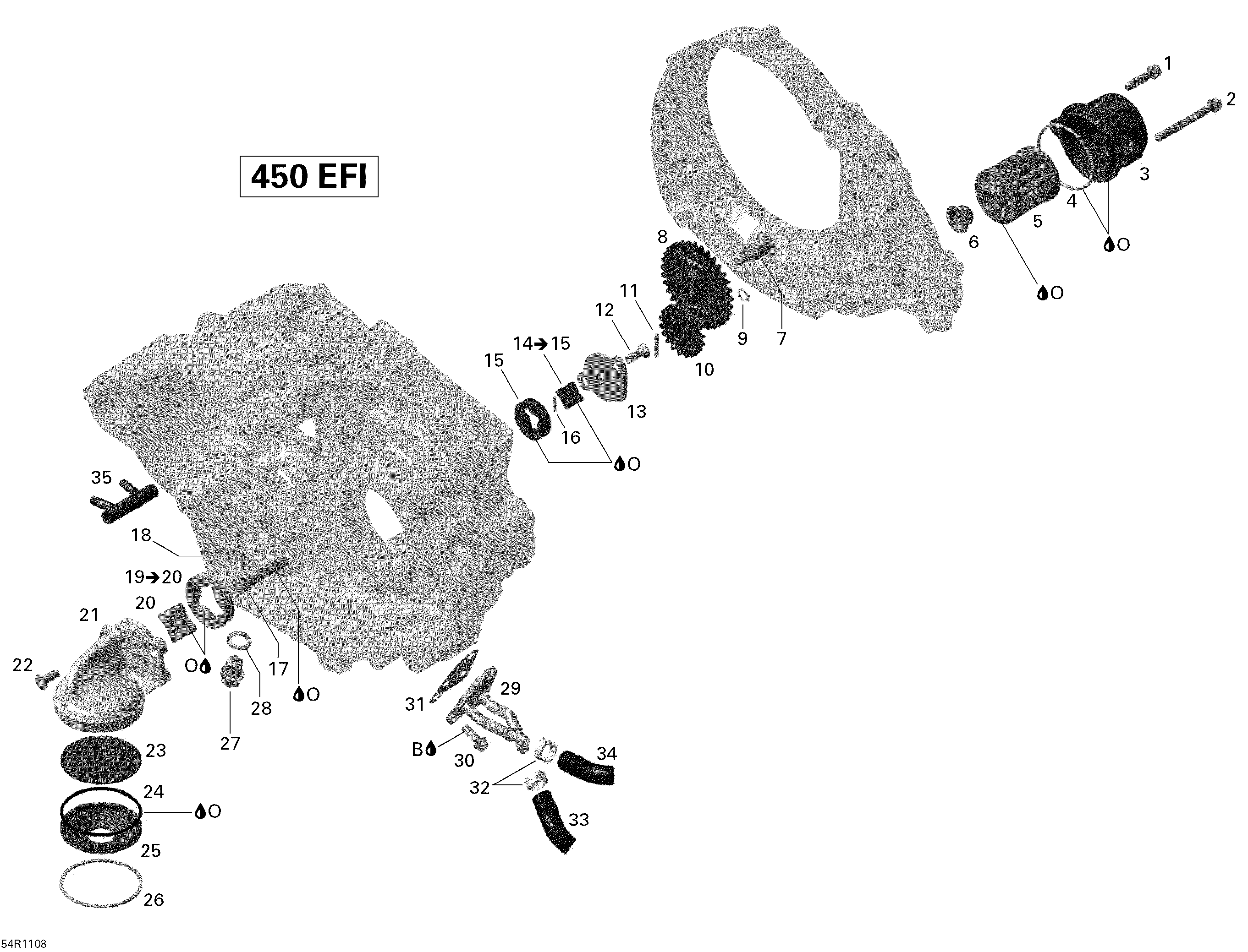 01  LUBRIFICATION DU MOTEUR POUR DS 2X4 STD 450 EFI 5SP BLANC 2009