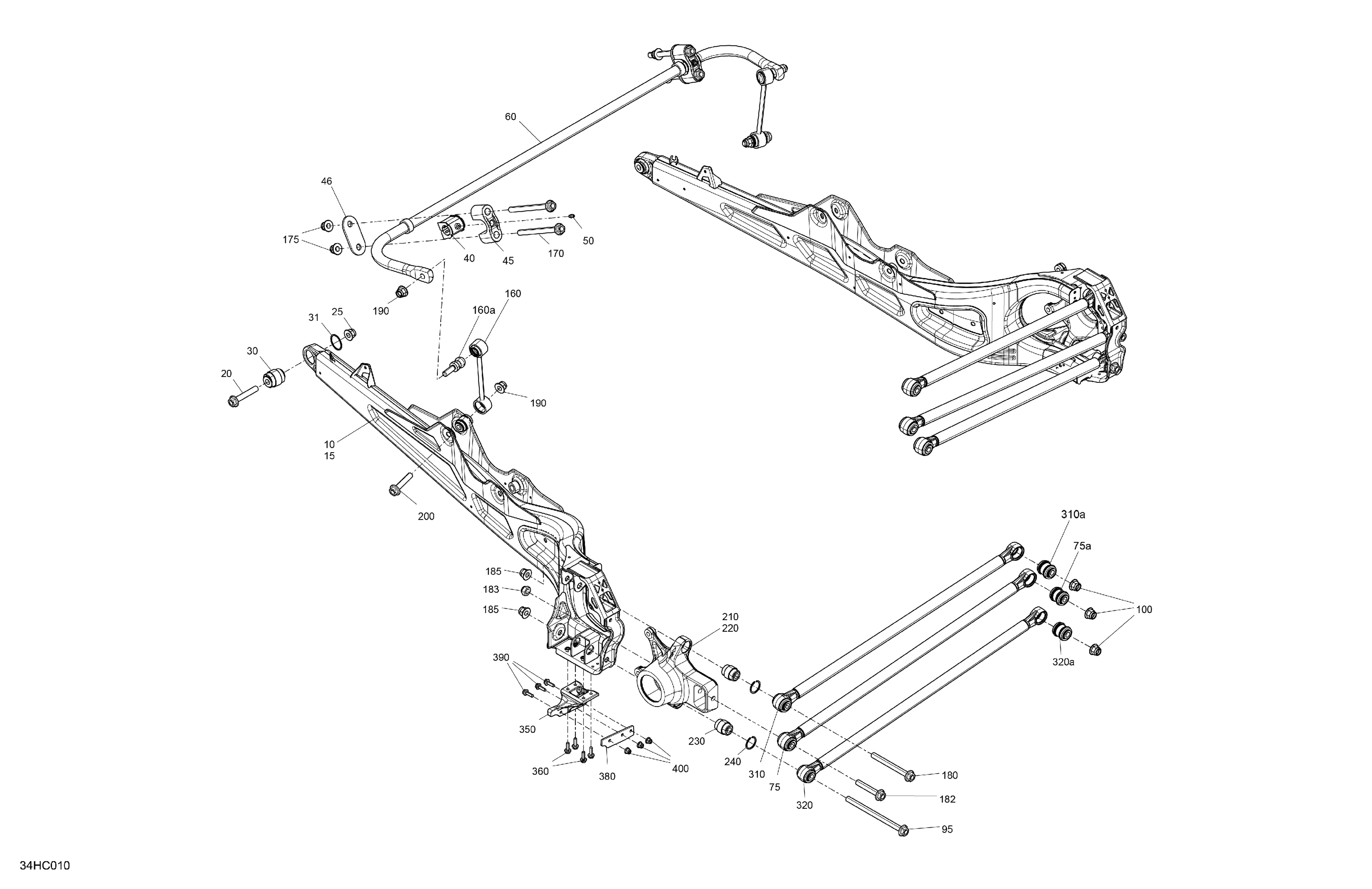 05  SUSPENSION COMPOSANTS ARRIERE POUR MAVERICK X3 TURBO RR XRS NOIR ETERNEL EPANO 2023