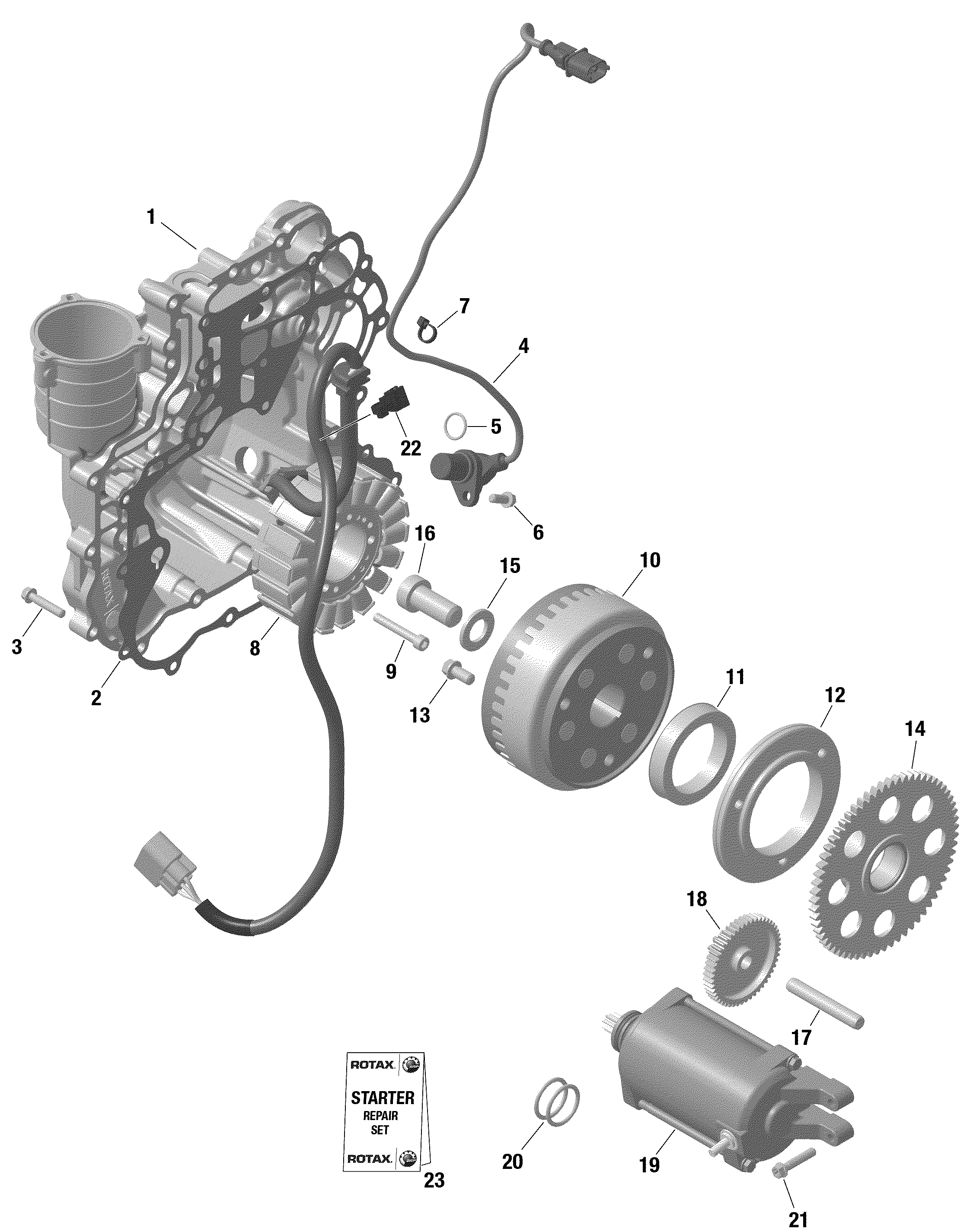 01  ROTAX MAGNETO ET DEMARREUR ELECTRIQUE TURBO POUR MAVERICK X3 MAX TURBO RR XRS BLEU EBLOUISSANT EPANO 2022