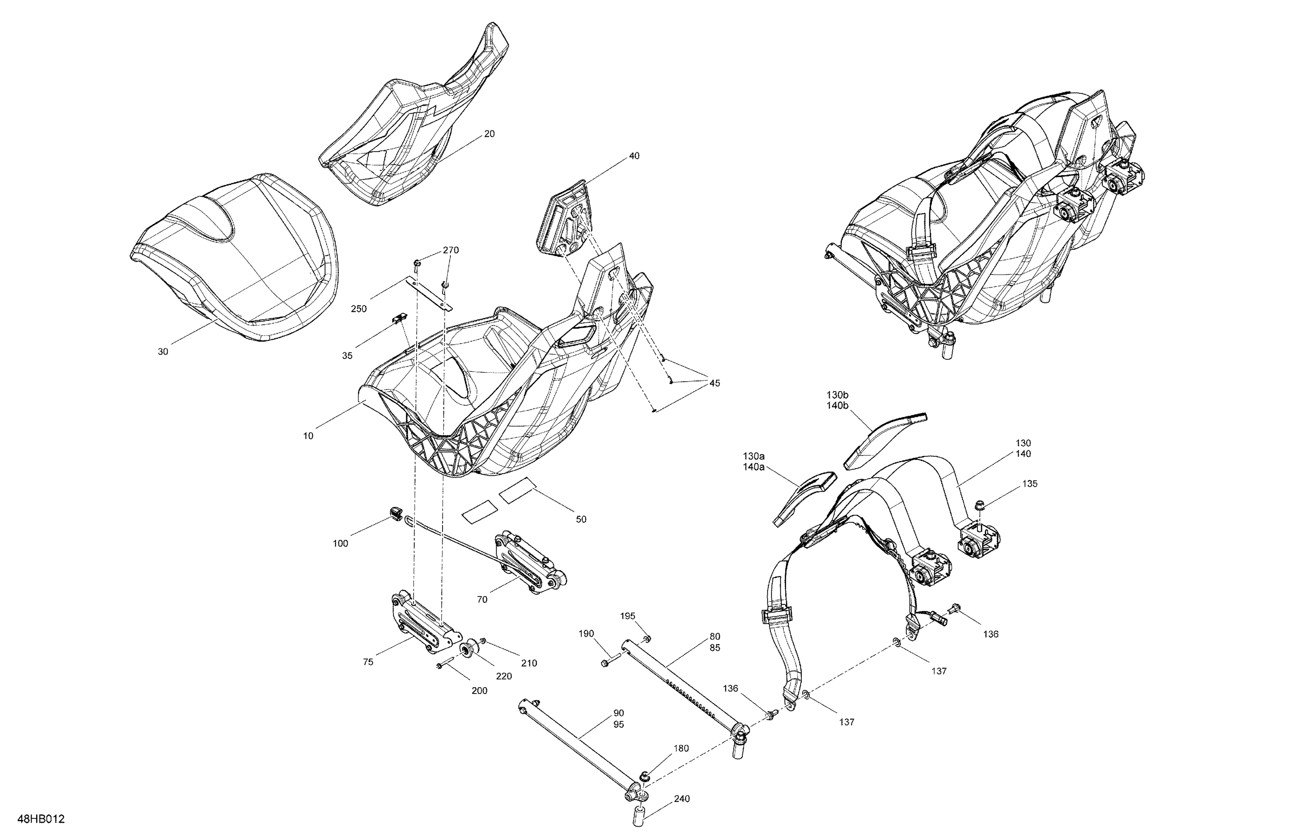 07  CARROSSERIE SIEGES POUR MAVERICK X3 MAX TURBO RR XRS BLEU EBLOUISSANT EPANO 2022