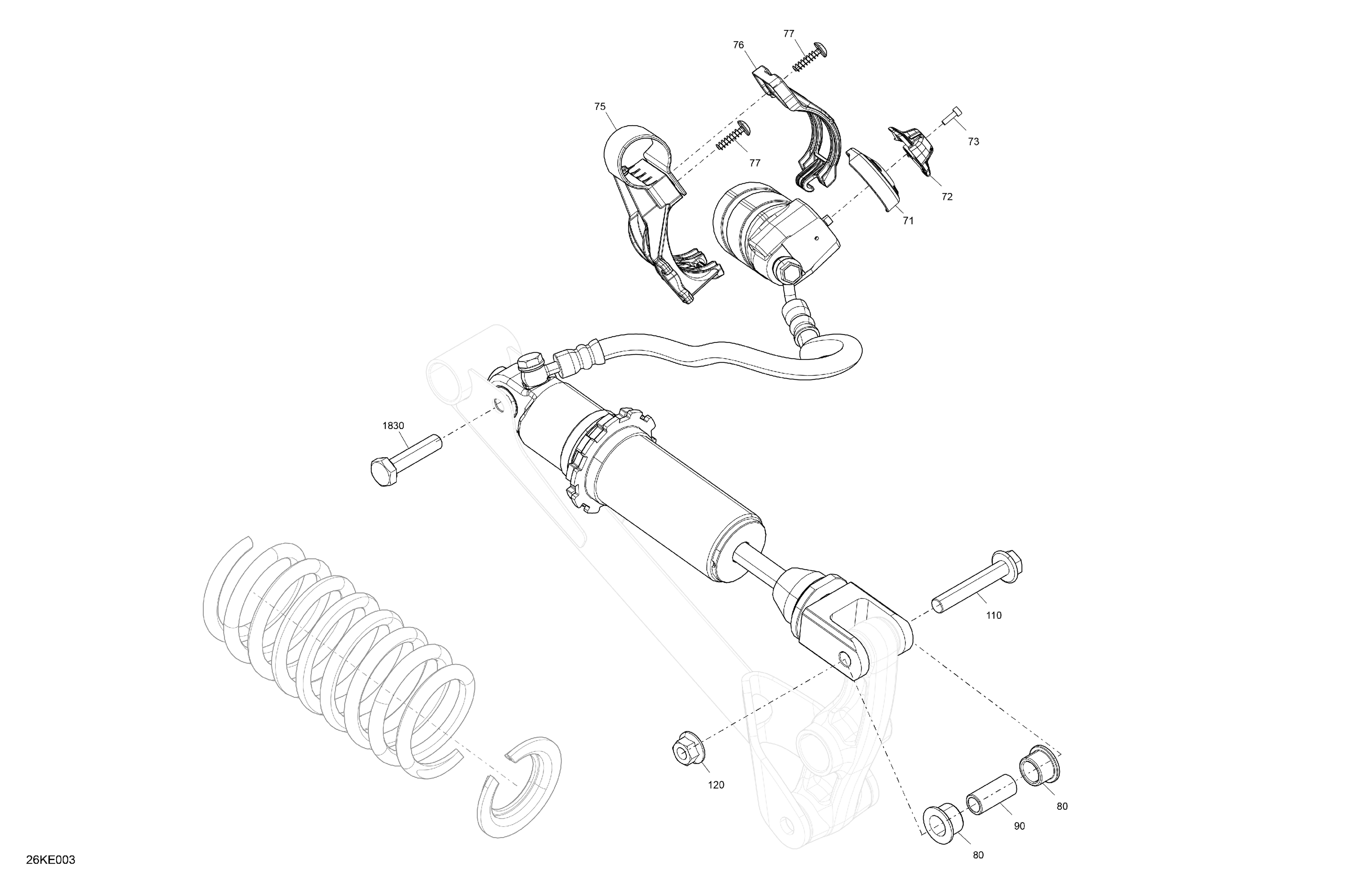 05  SUSPENSION AMORTISSEUR ARRIERE POUR RYKER SPORT 900 ACE CVT DEEP BLACK 2025