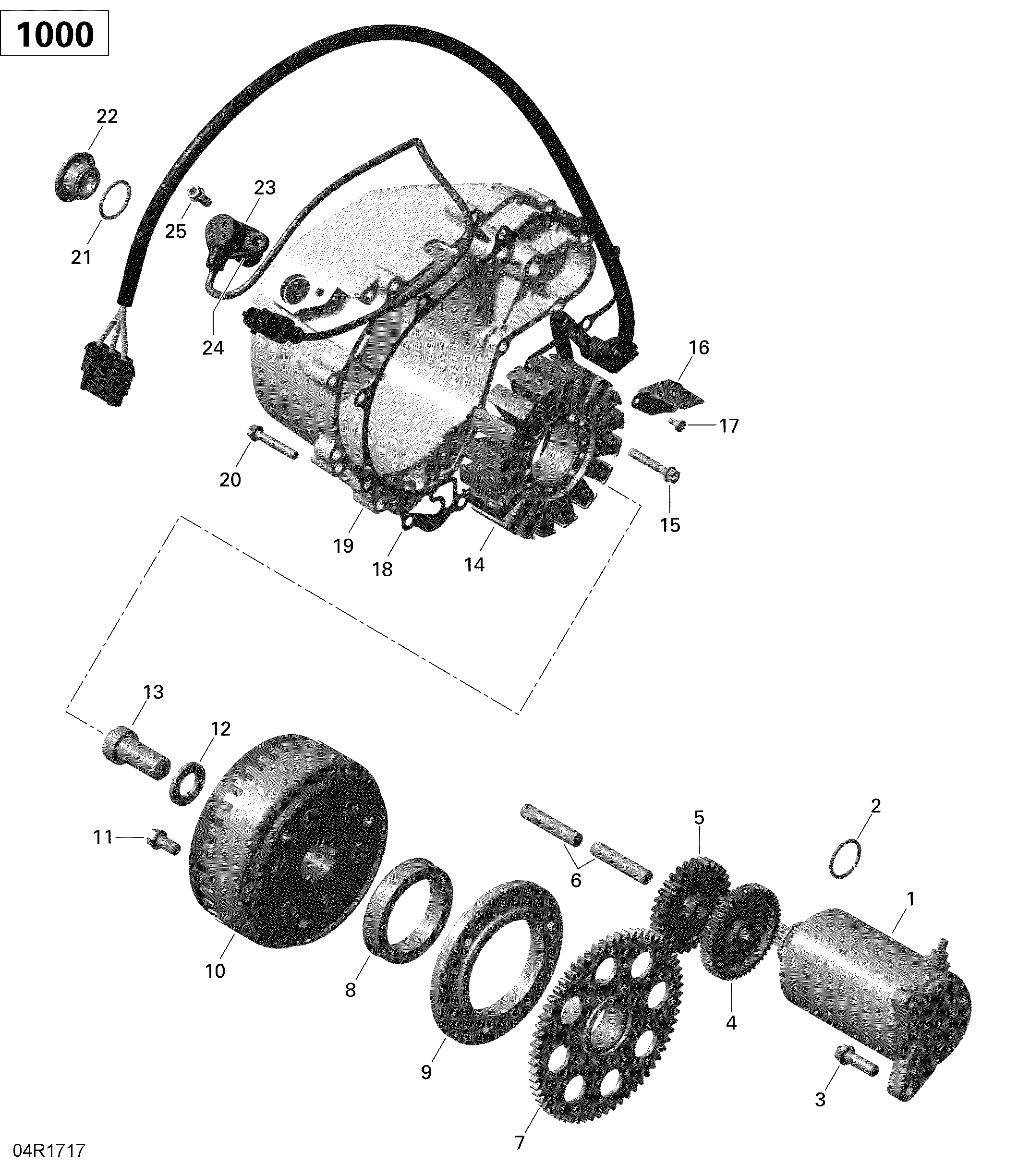 03  MAGNETO ET DEMARREUR ELECTRIQUE 1000 EFI POUR COMMANDER 1000 EFI CVT STD ROUGE 2014