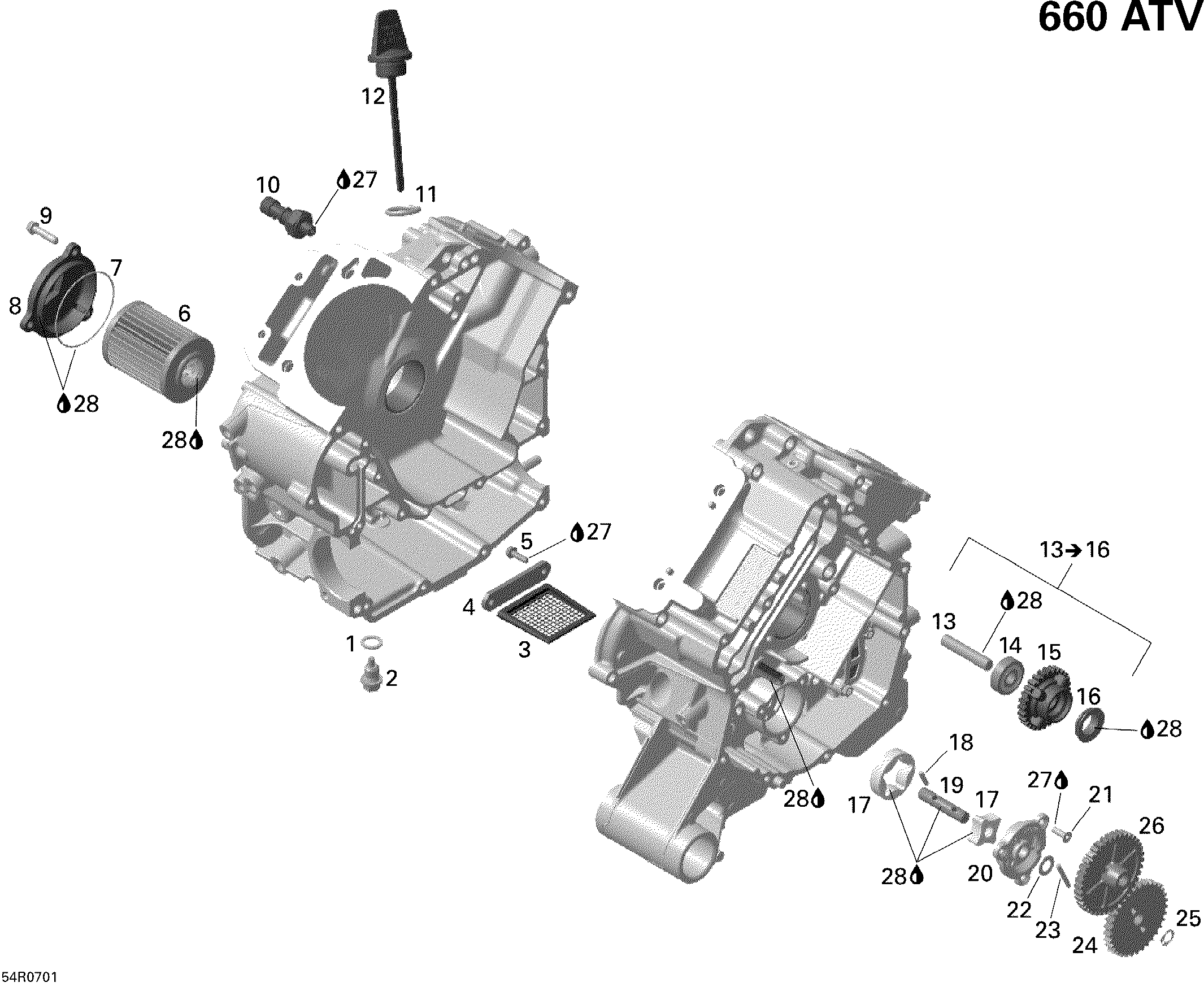 01  LUBRIFICATION MOTEUR POUR OUTLANDER 800 ROUGE VIPERE 2007