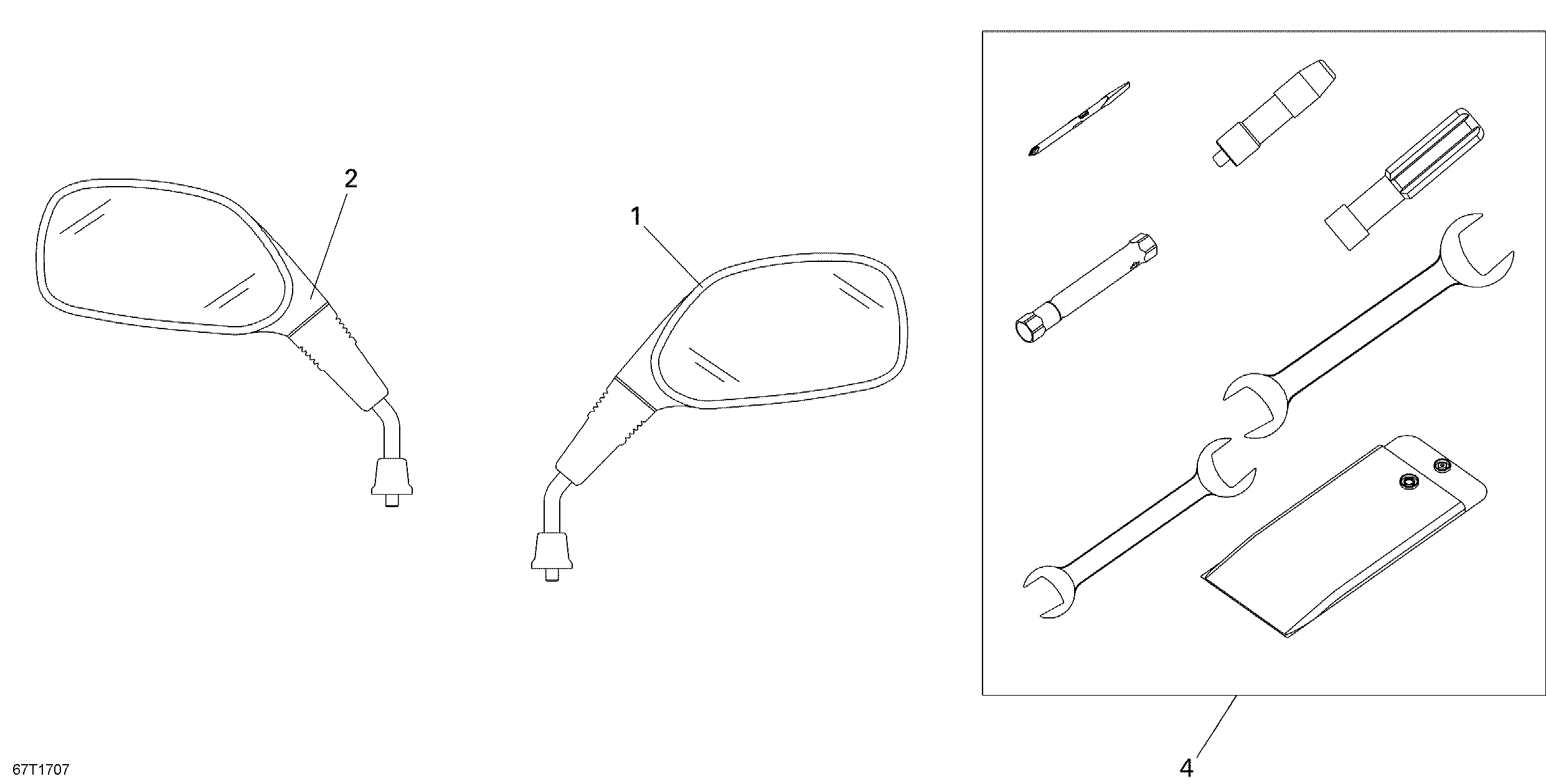 09  MIRROIRS ET OUTILS POUR DS 250 2X4 JAUNE 2011